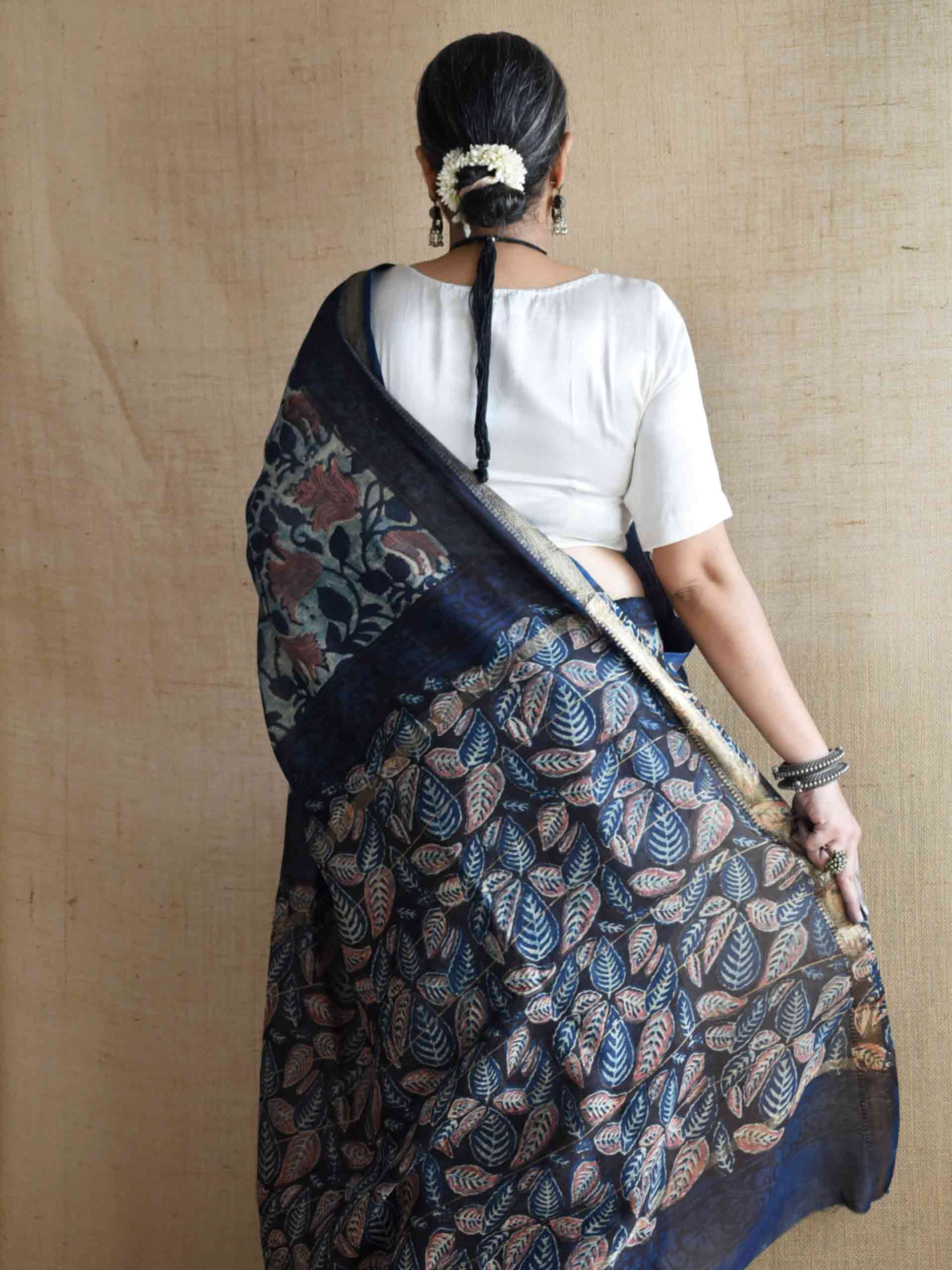 Chandani baha - Bagru Maheshwari silk saree