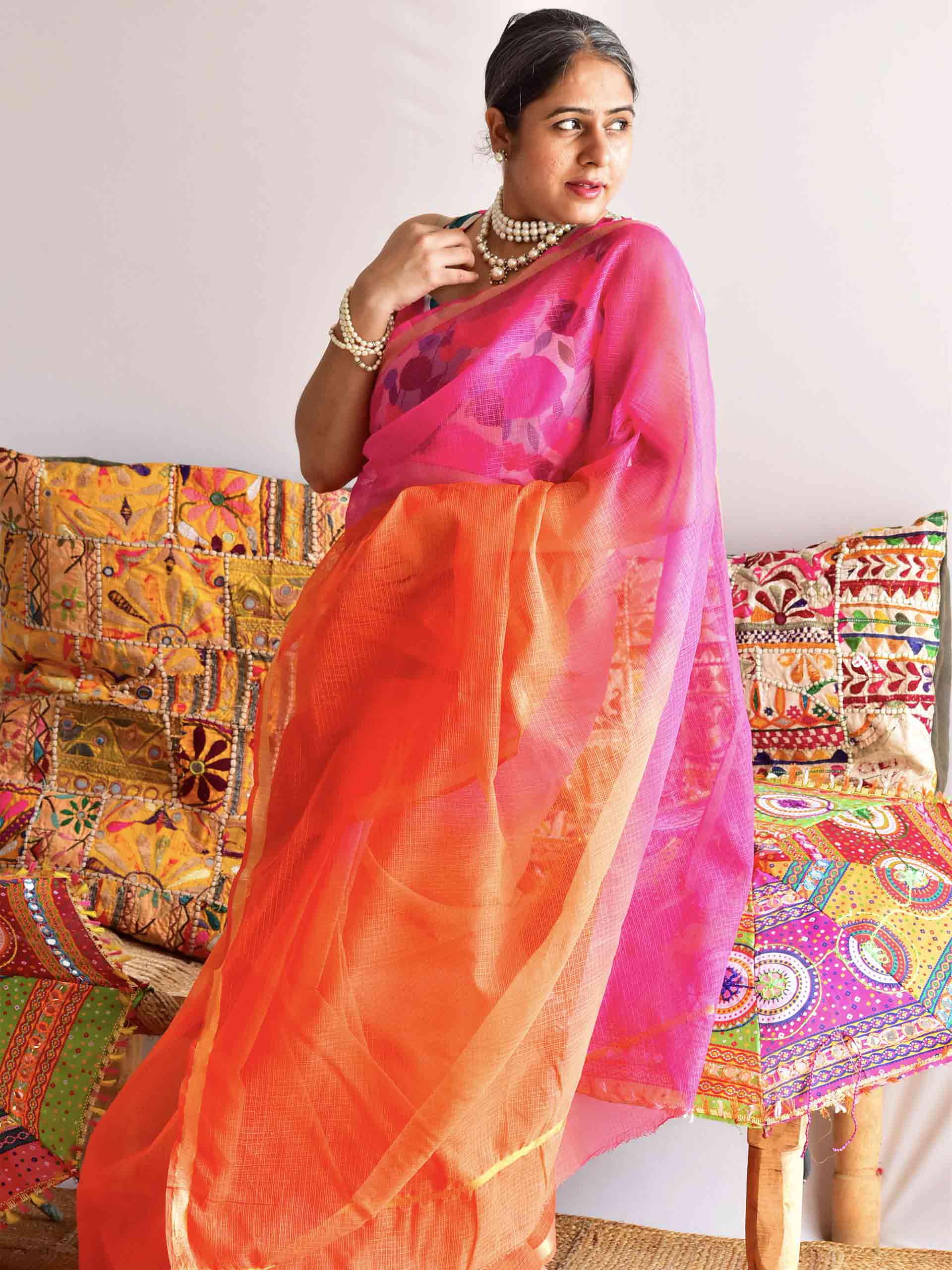 Sunset Sorbet - Tie and Dye Kota saree