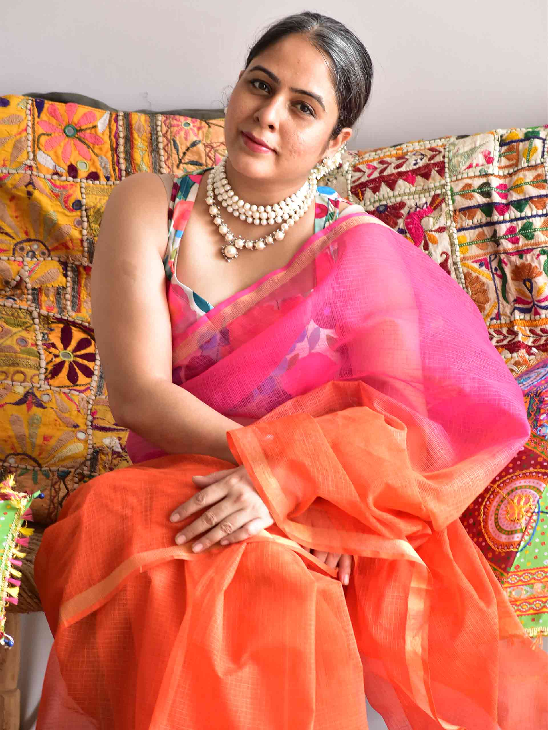 Sunset Sorbet - Tie and Dye Kota saree