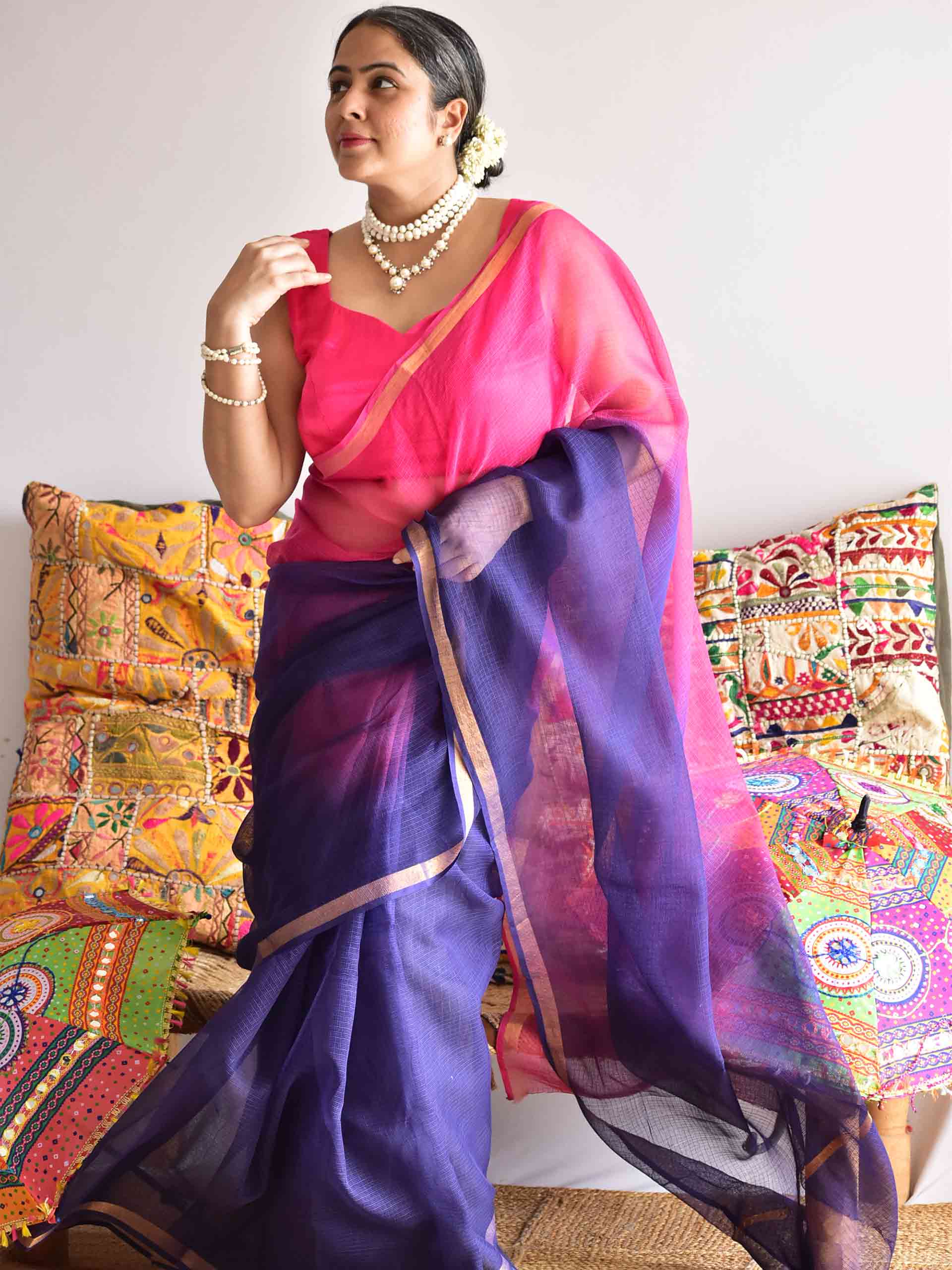 Berry Blush - Tie and Dye Kota saree