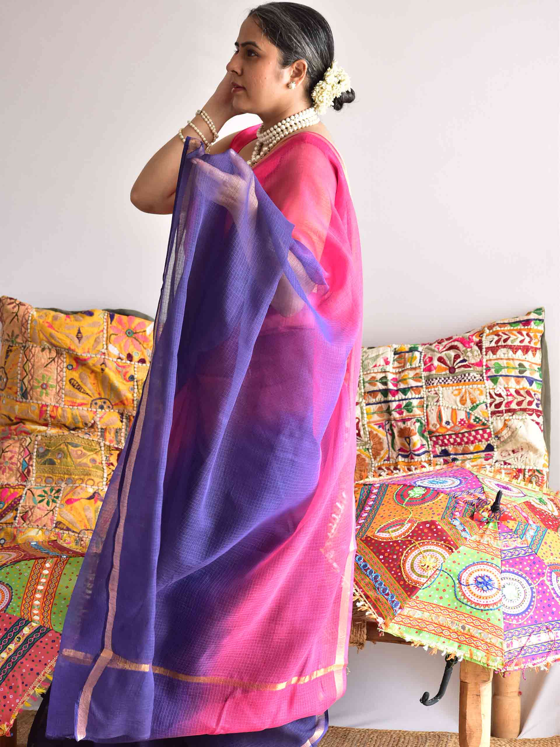 Berry Blush - Tie and Dye Kota saree