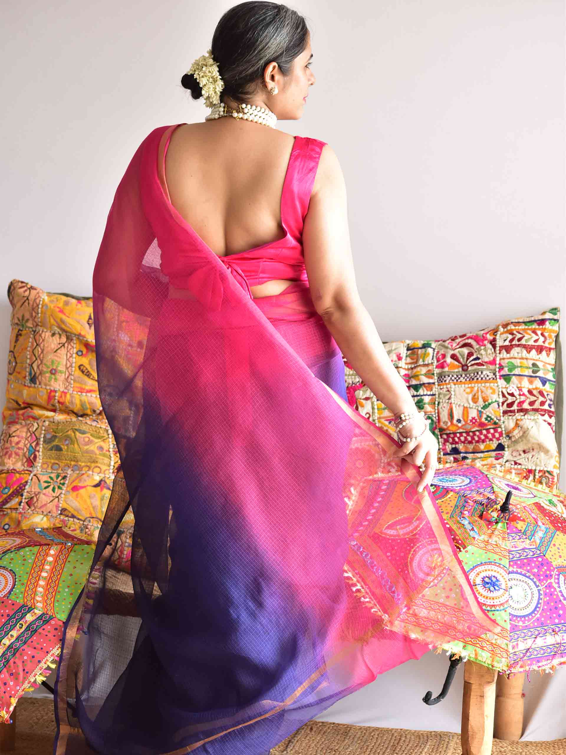 Berry Blush - Tie and Dye Kota saree