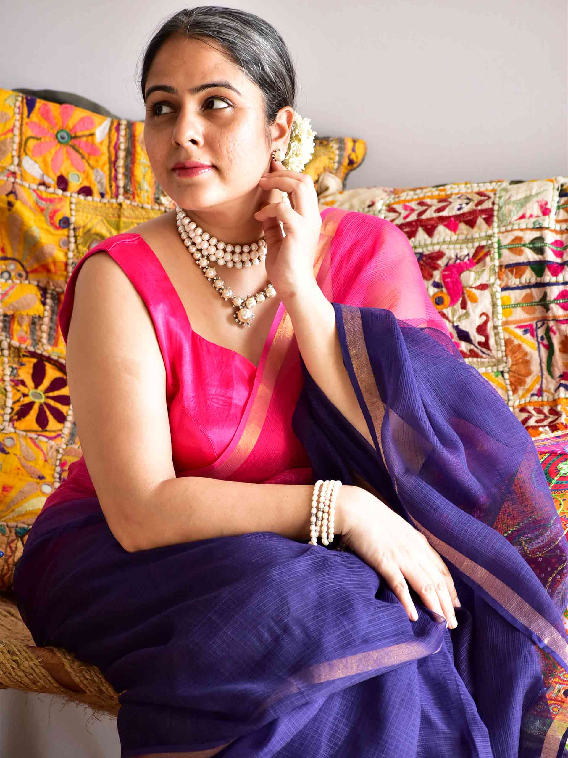 Berry Blush - Tie and Dye Kota saree