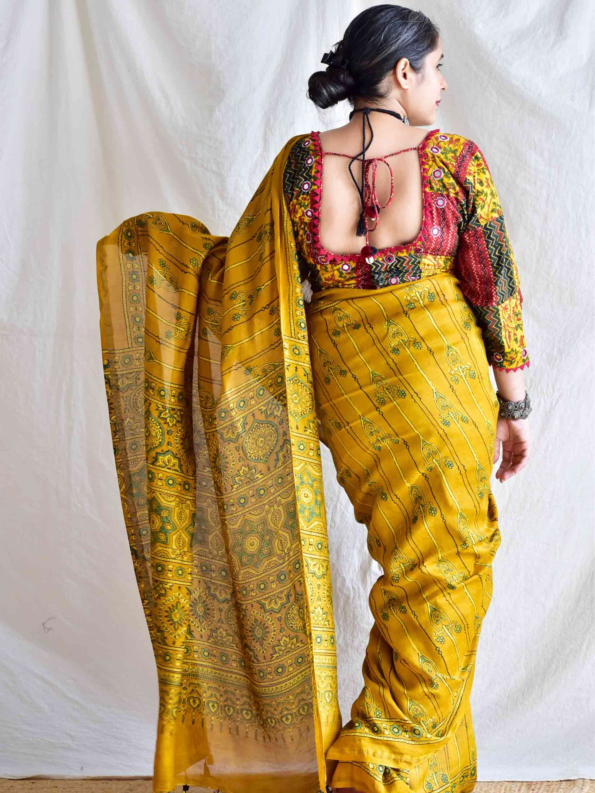 malihaa - Ajrakh Chanderi silk saree