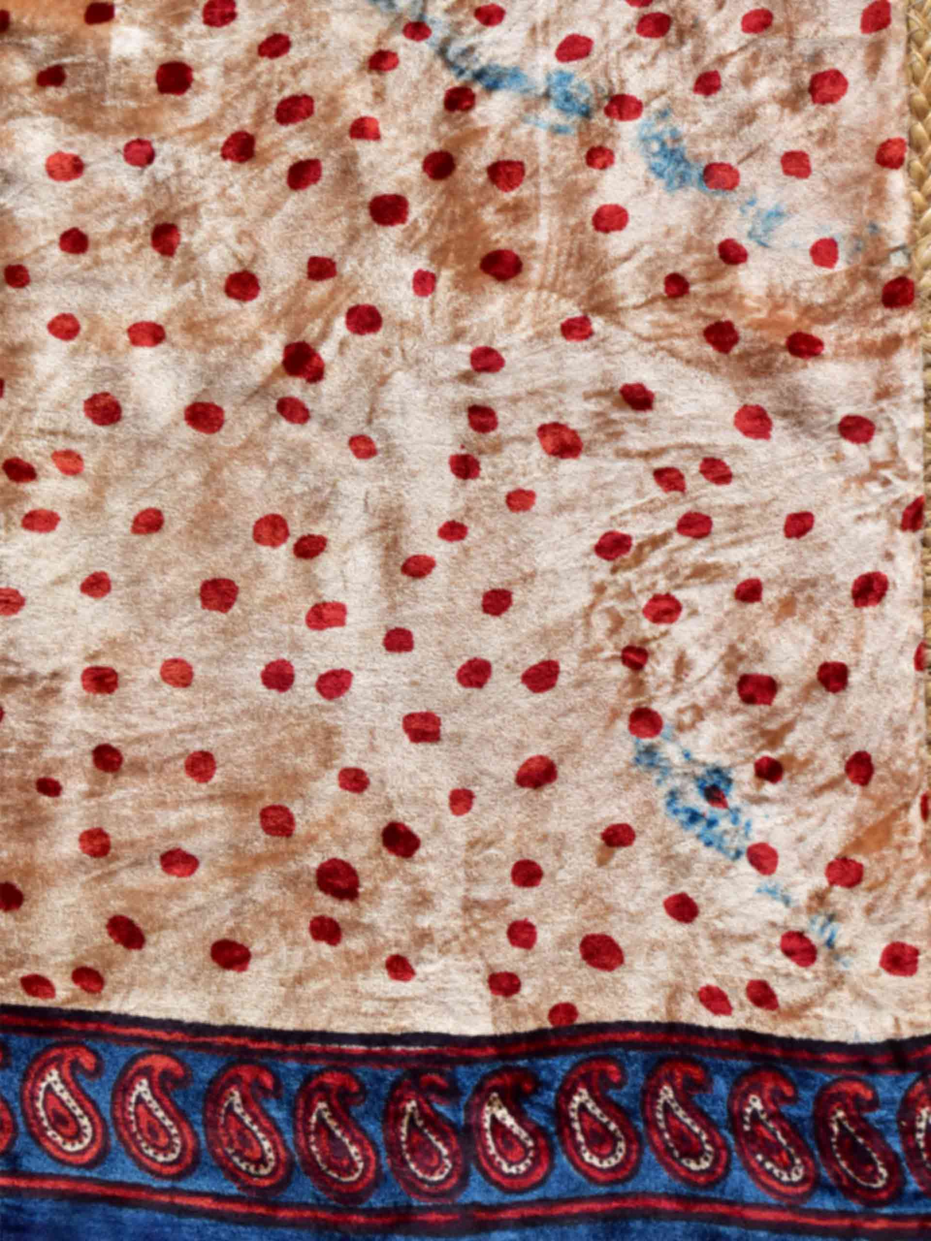 UD032 - Ajrakh Silk velvet blouse piece 1 meter