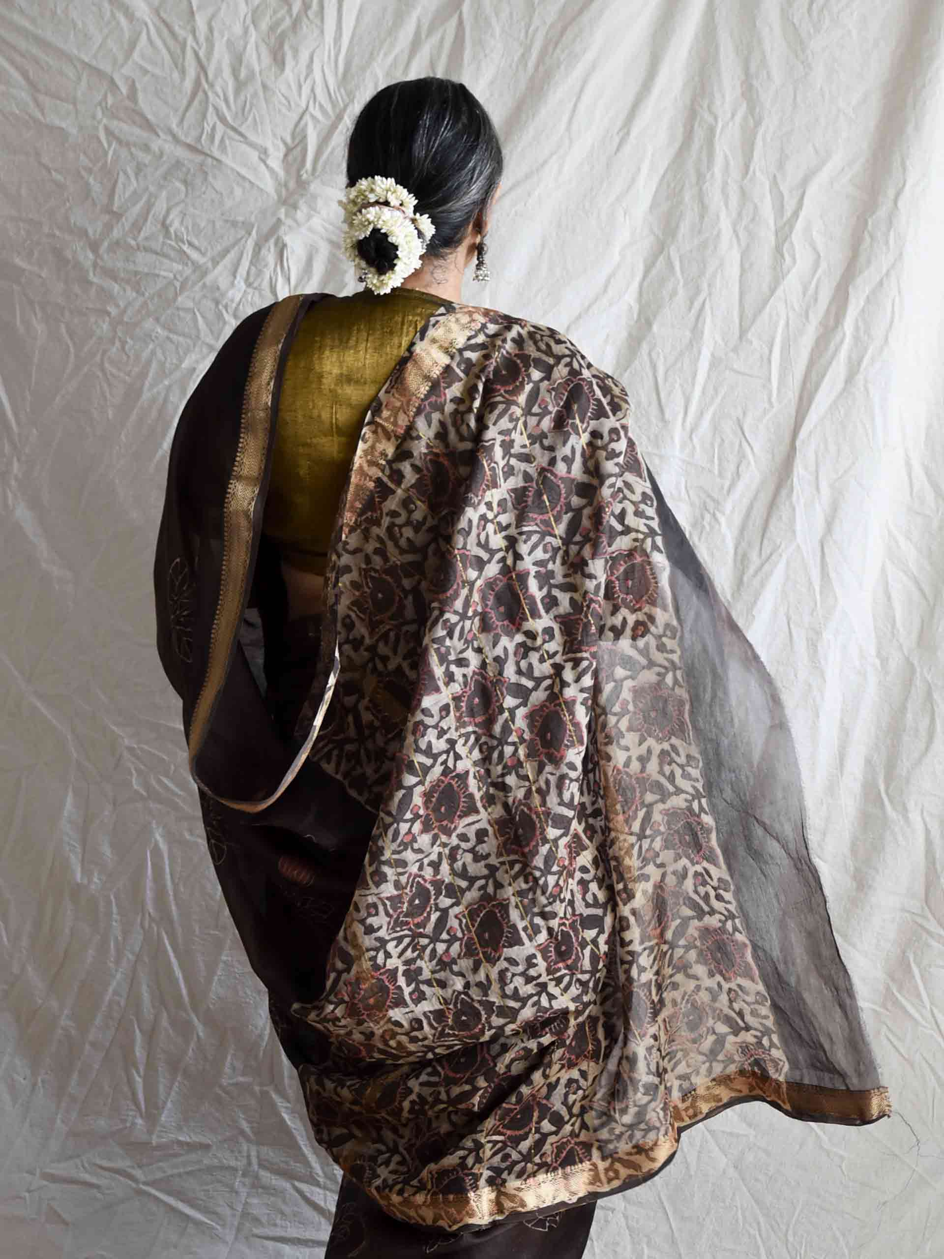 gulzar raag - Bagru Maheshwari silk saree