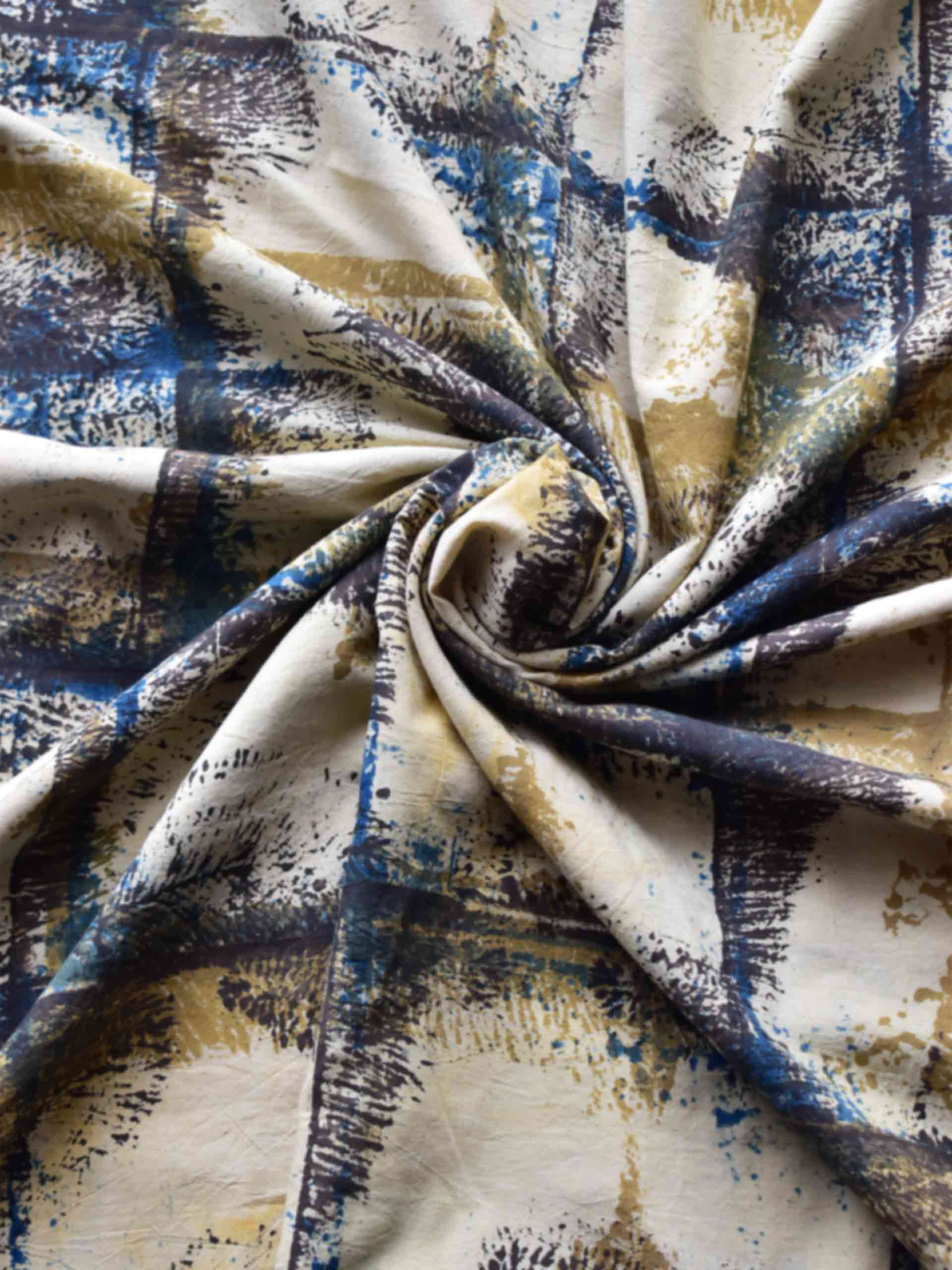 Dark colour - hand block printed Cotton fabric 200 per meter