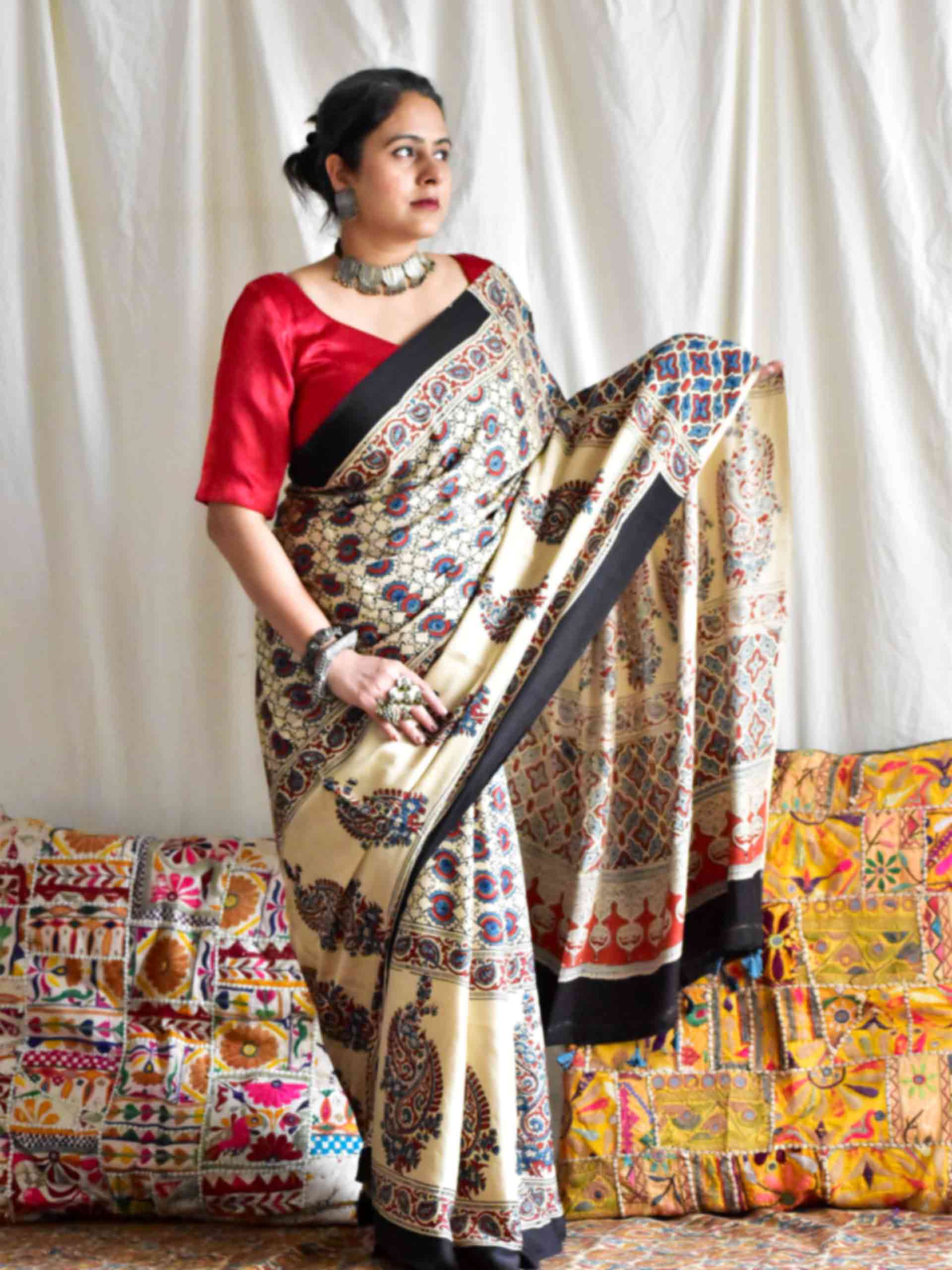 Oshmi - Ajrakh modal Silk Saree