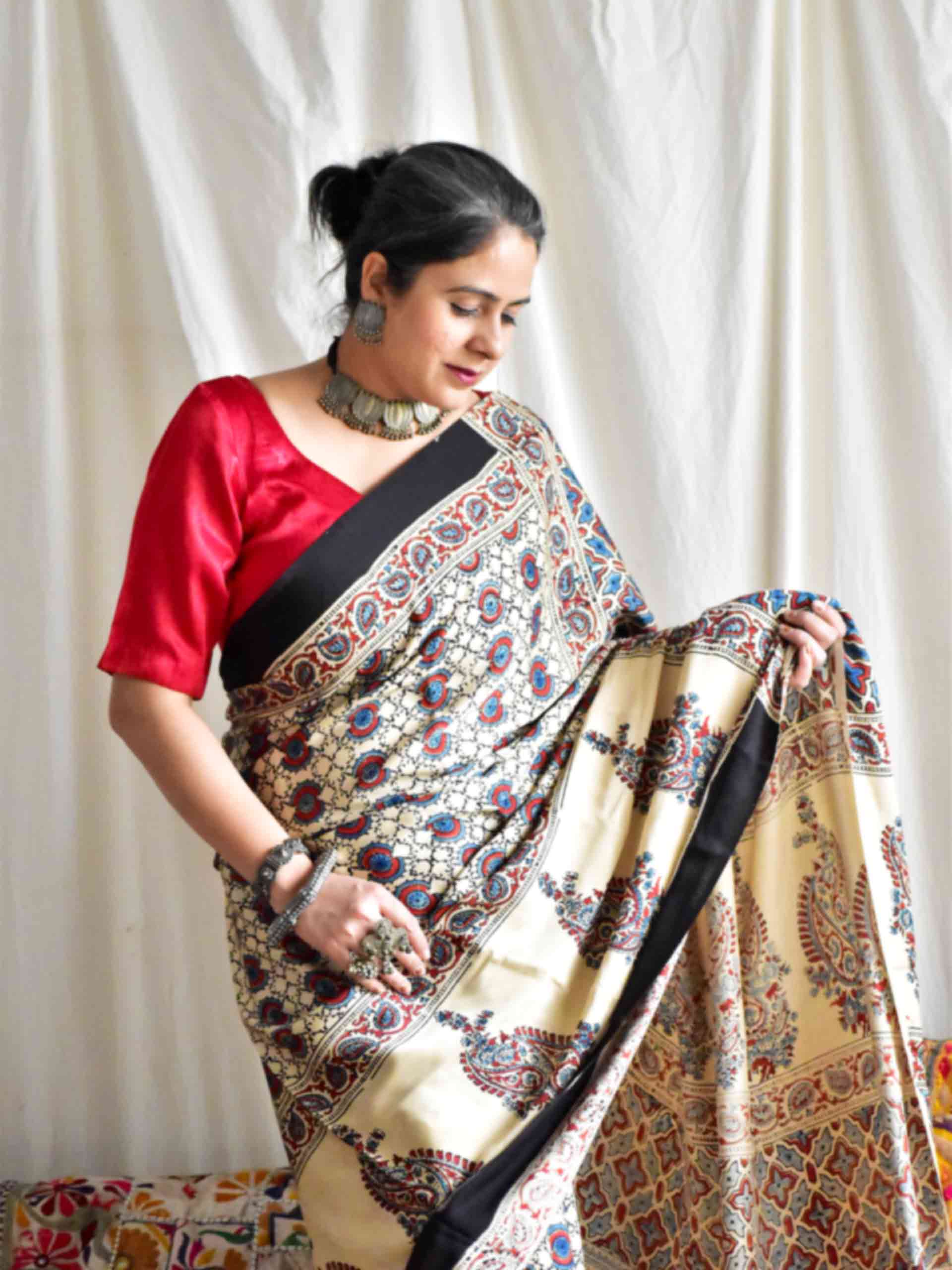 Oshmi - Ajrakh modal Silk Saree