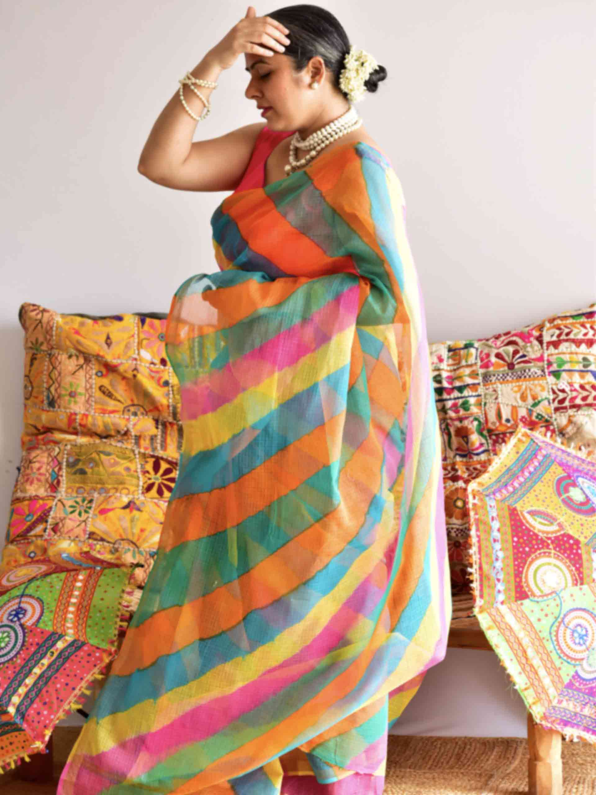 Rainbow ripple - leheriya Kota Saree