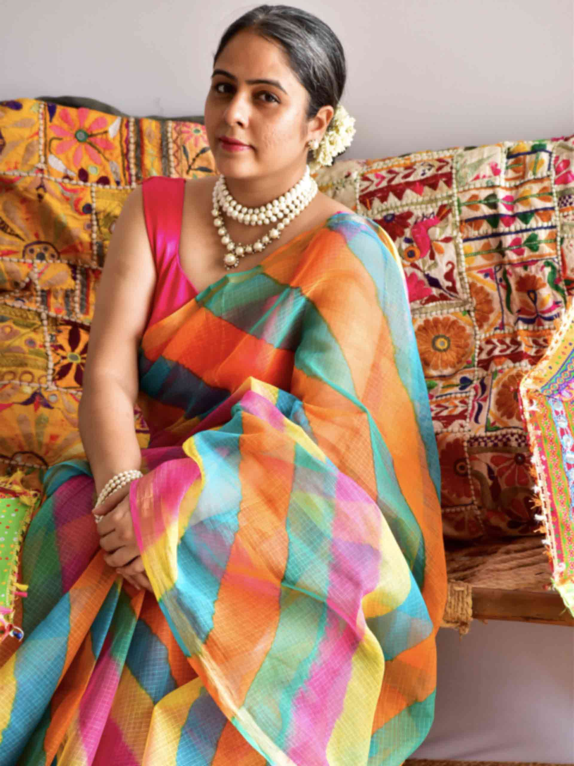 Rainbow ripple - leheriya Kota Saree
