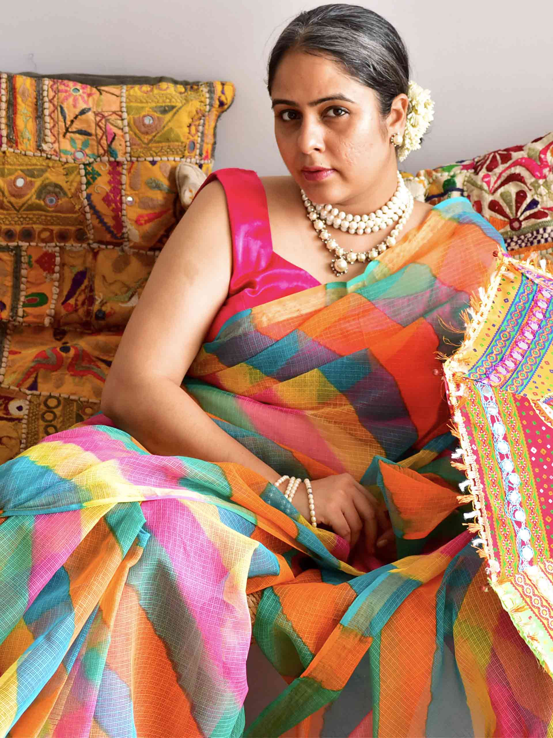 Rainbow ripple - leheriya Kota Saree