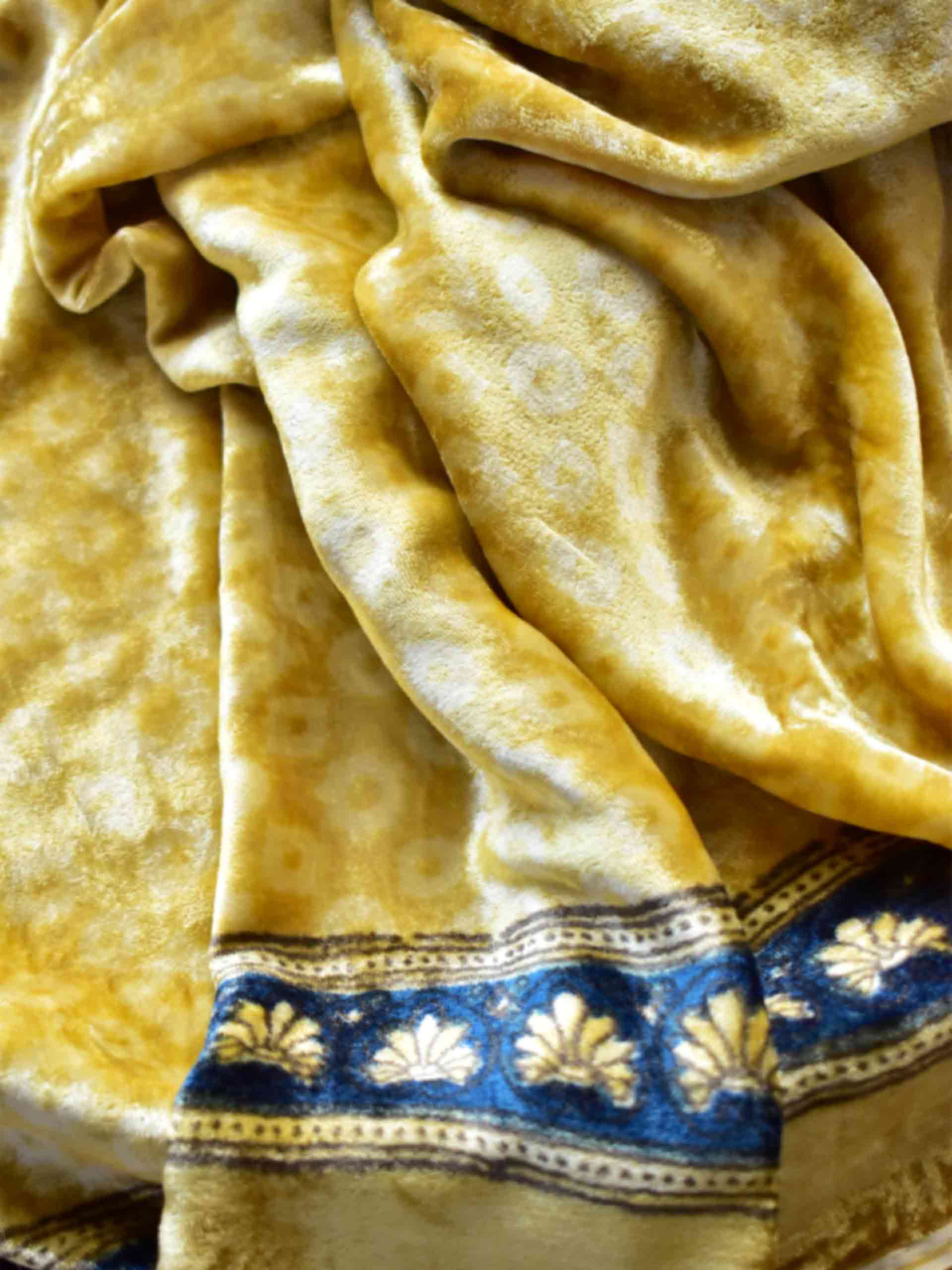 lemon - Ajrakh Silk velvet blouse piece 1 meter
