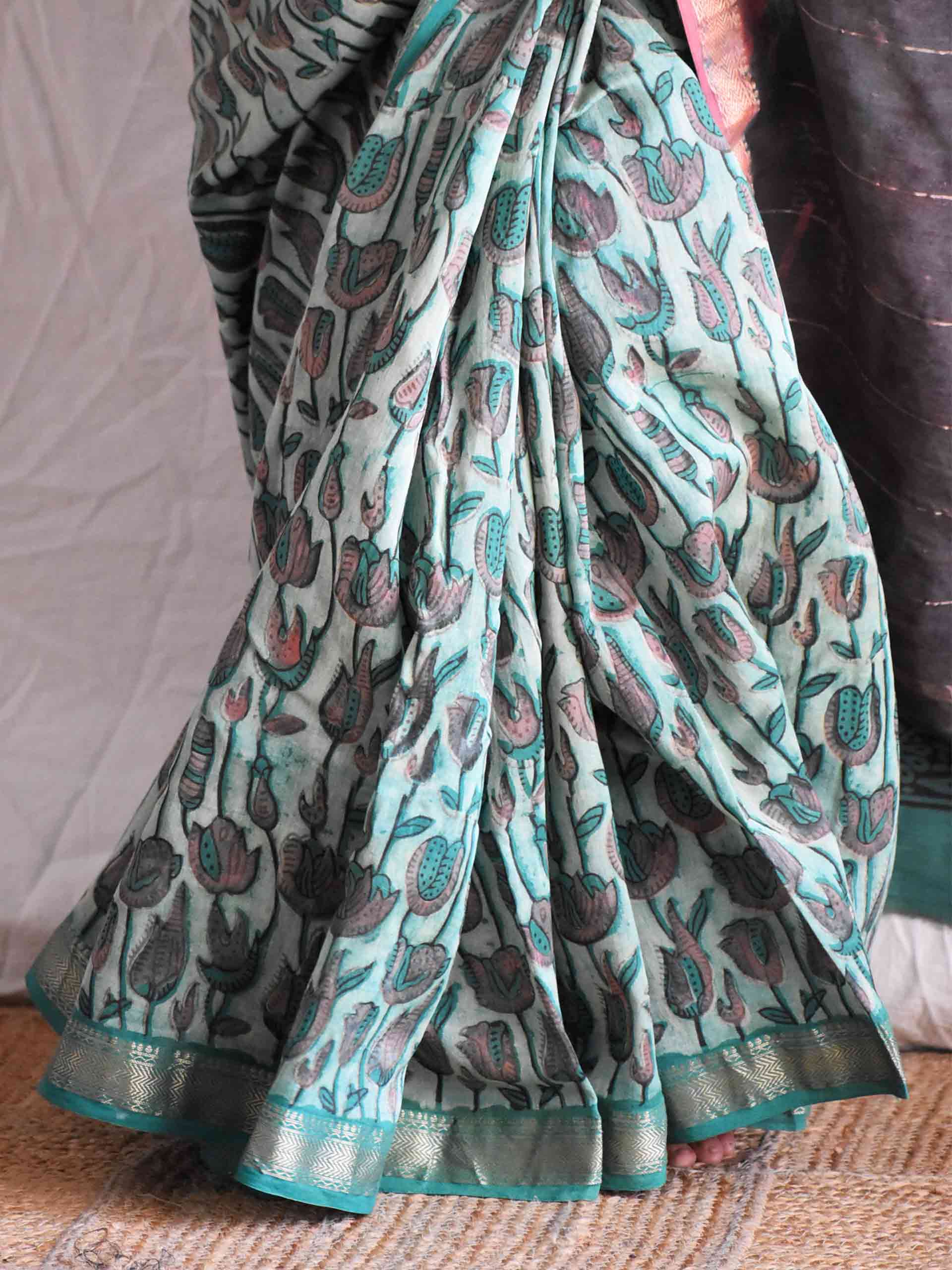 Ankuri Chaap - Bagru Maheshwari silk saree