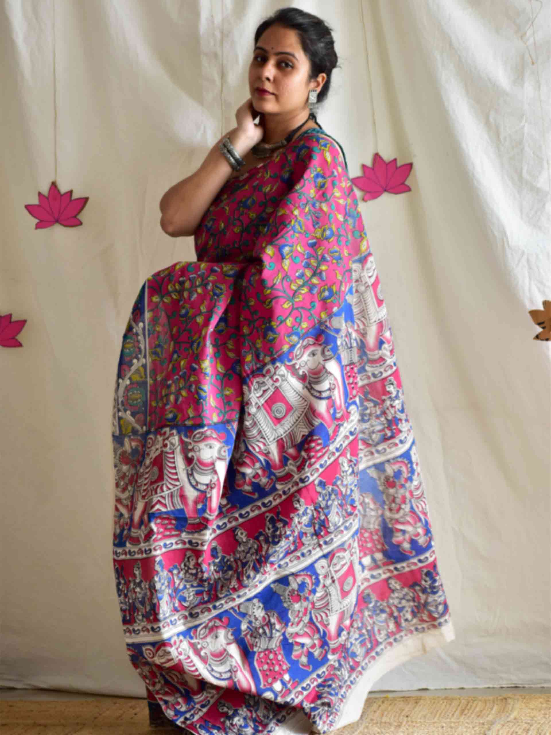 Gulaabi shaam - kalamkari printed saree