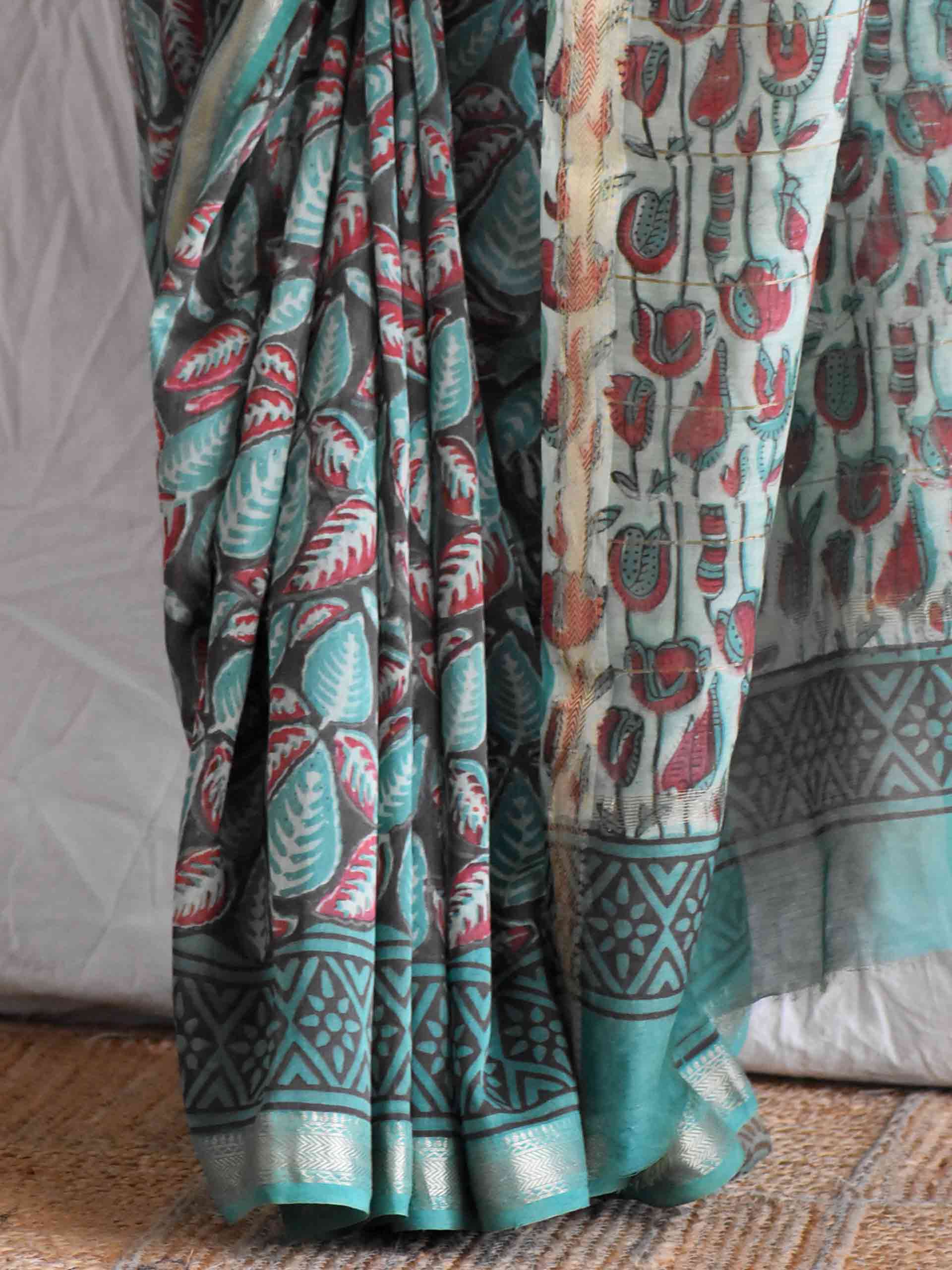 Patjhad - Bagru Maheshwari silk saree