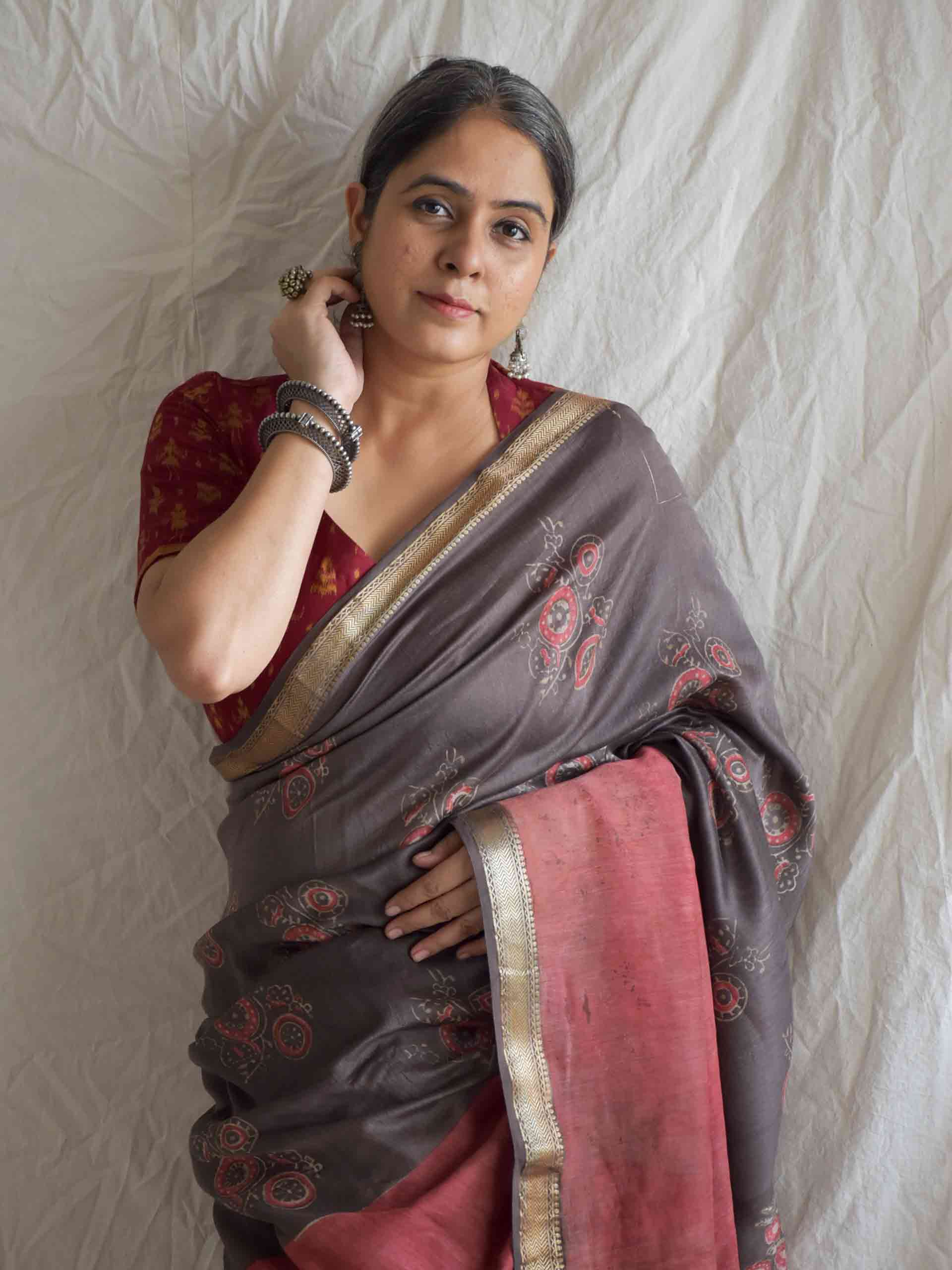 Noori Zameen - Bagru Maheshwari silk saree