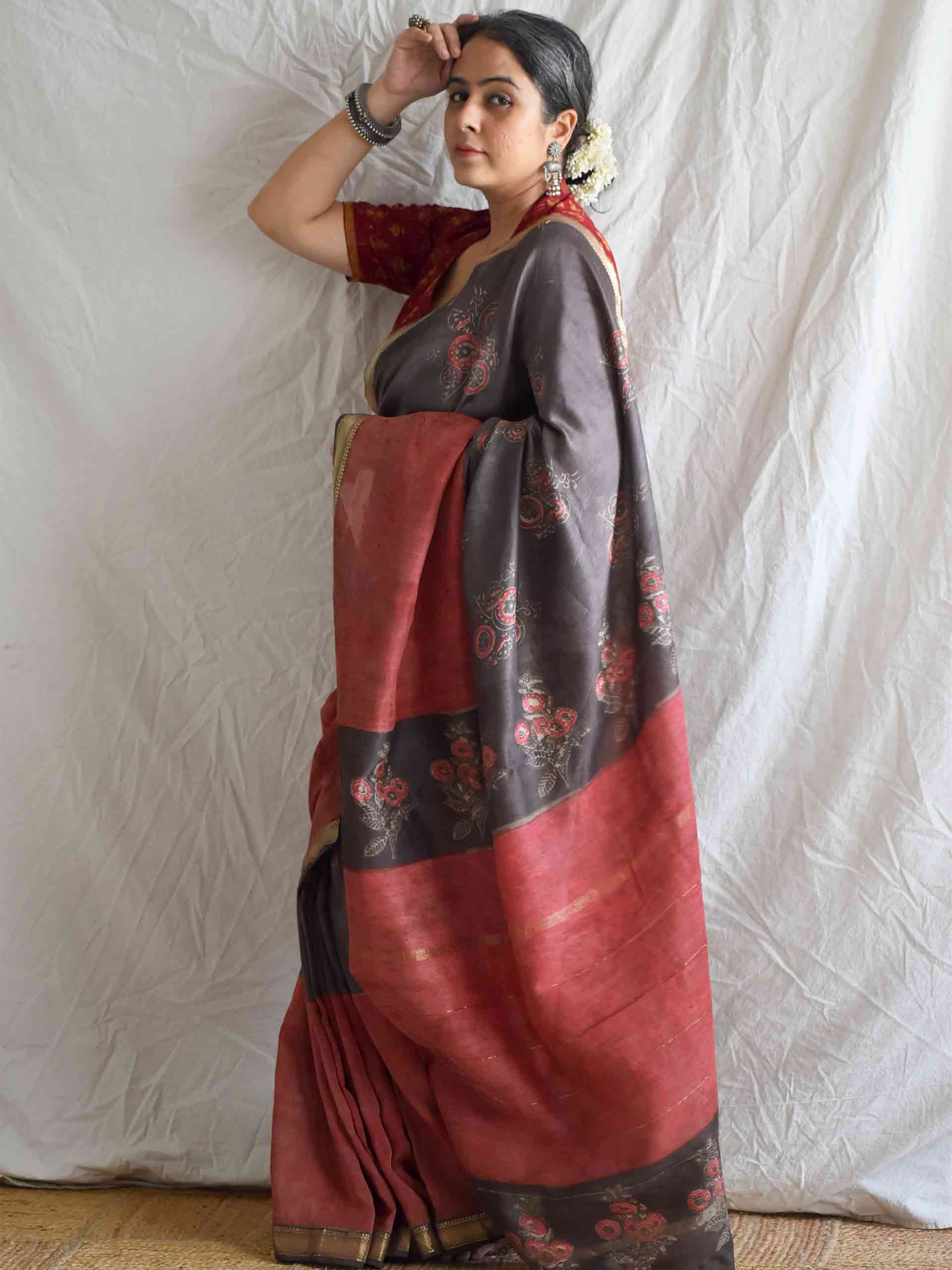 Noori Zameen - Bagru Maheshwari silk saree