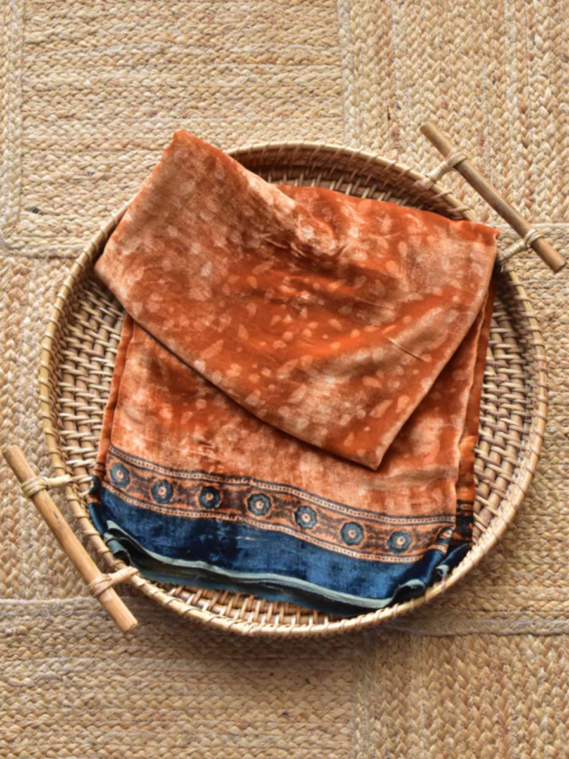 UD041 - Ajrakh Silk velvet blouse piece 1 meter