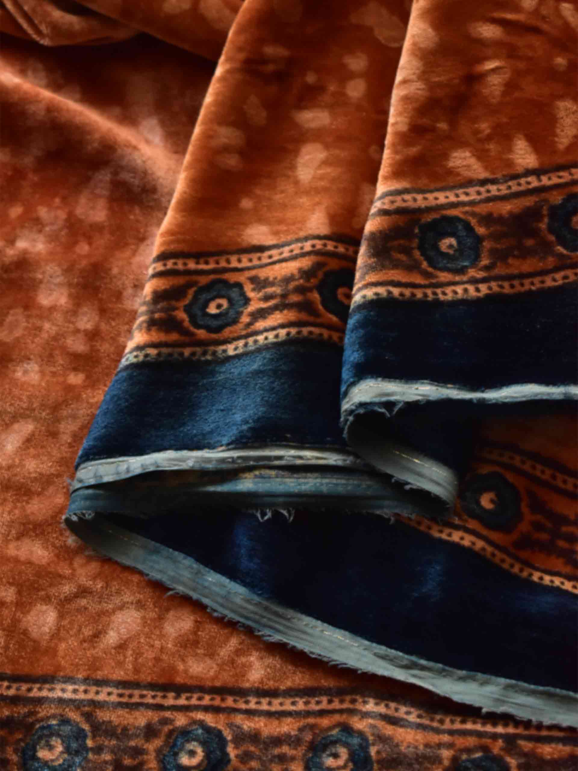 UD041 - Ajrakh Silk velvet blouse piece 1 meter