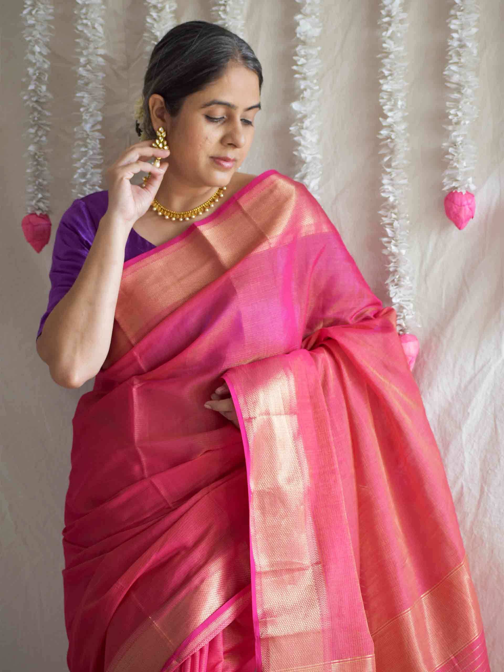 Mithi - Maheshwari tissue Handloom Silk Saree