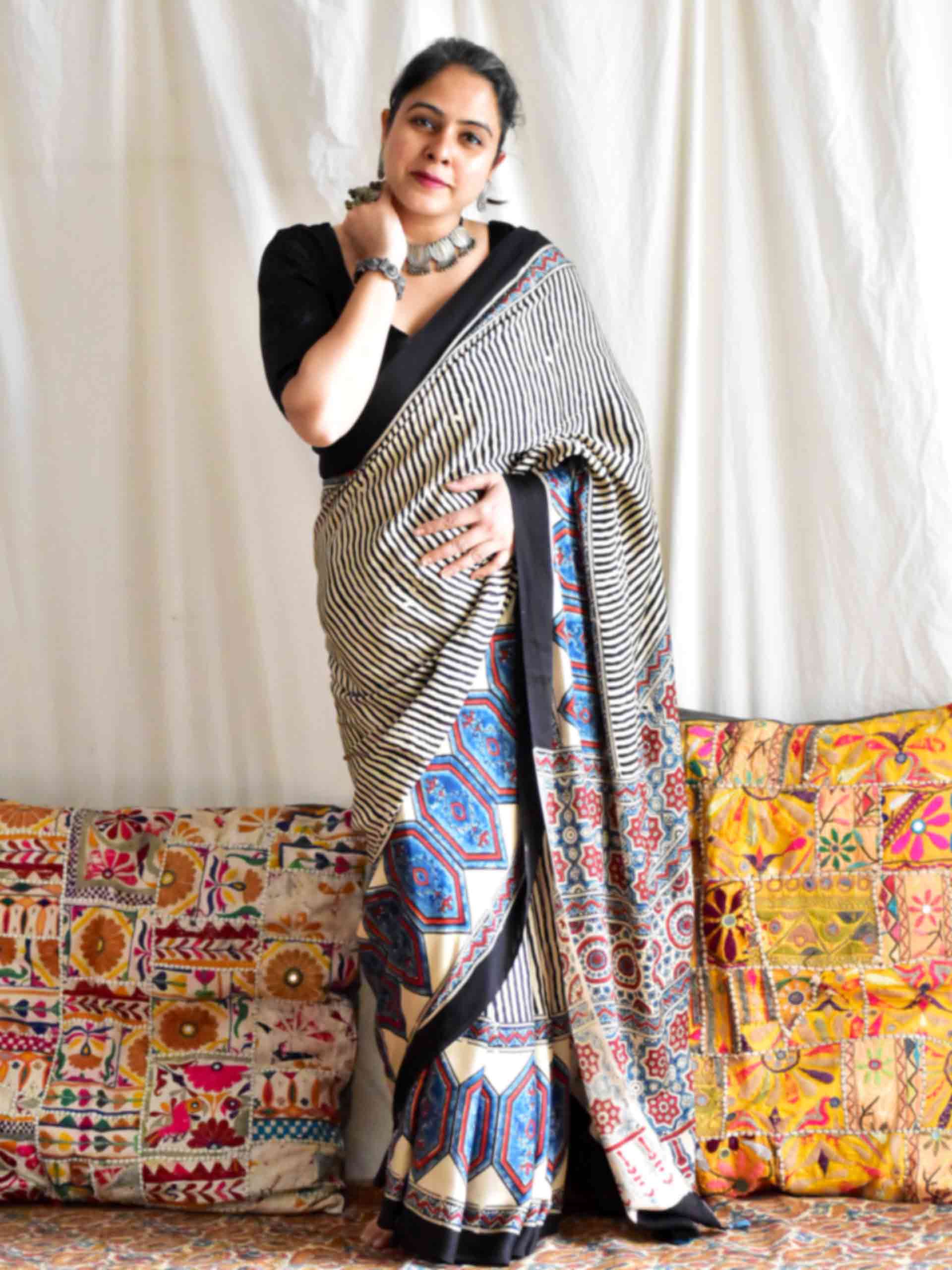 Tripti - Ajrakh modal Silk Saree