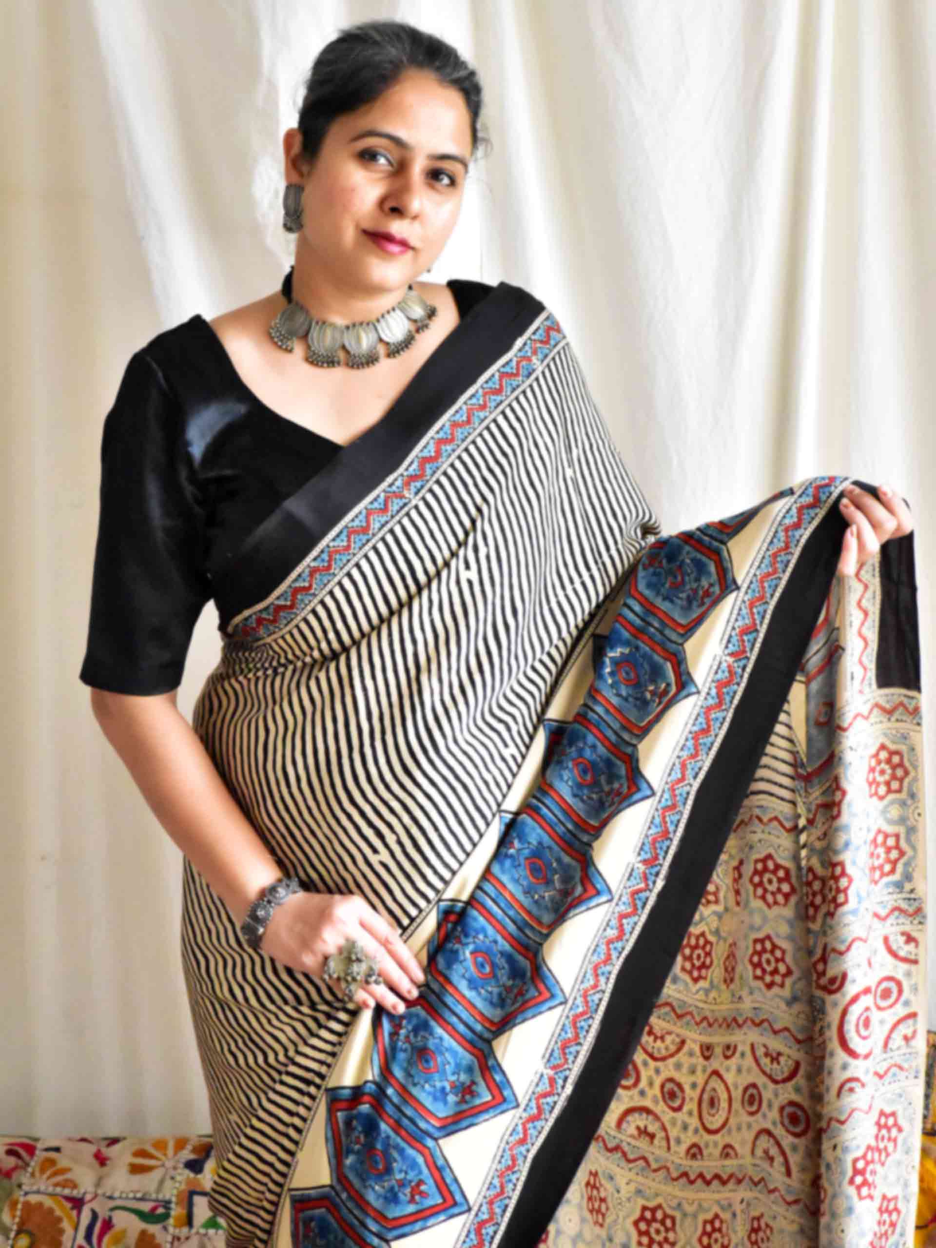 Tripti - Ajrakh modal Silk Saree