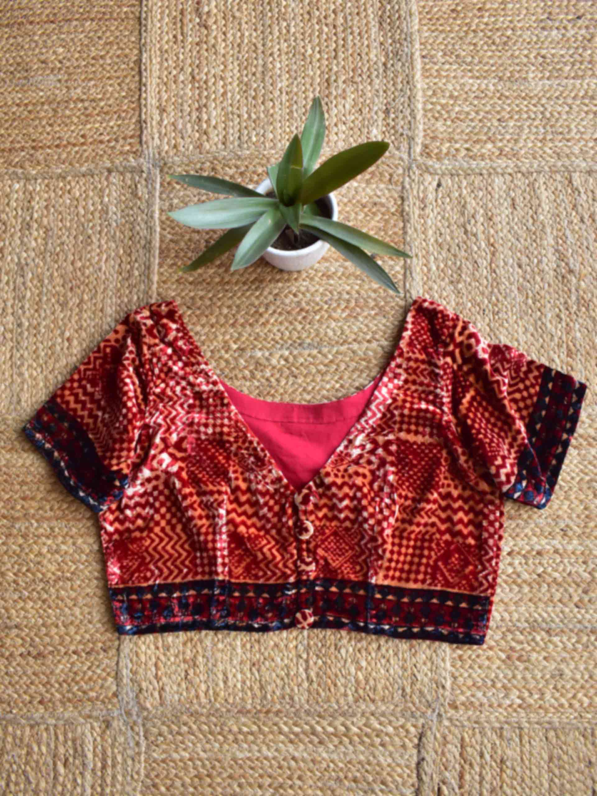 Sample 016 - Ajrakh silk velvet blouse
