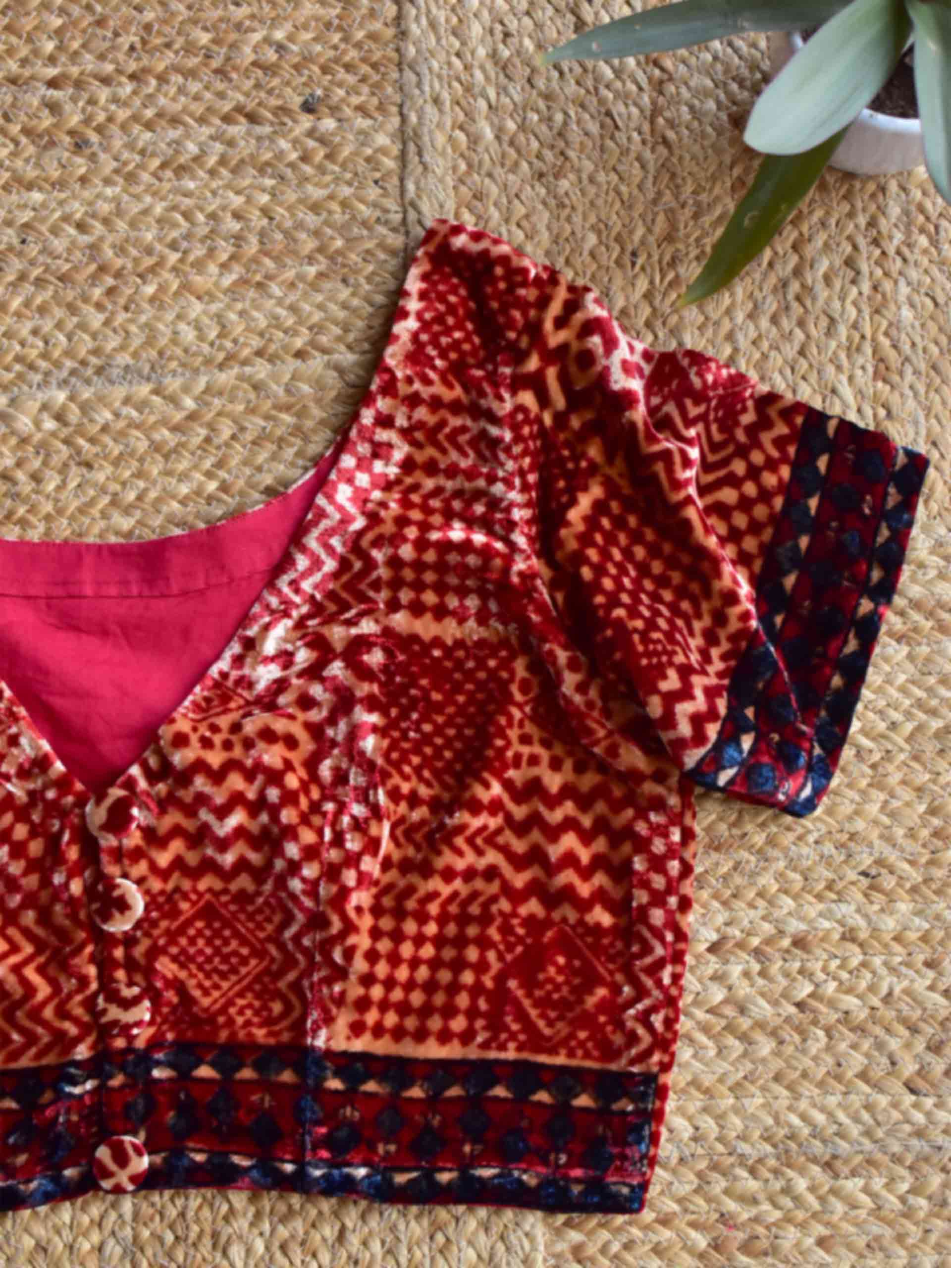 Sample 016 - Ajrakh silk velvet blouse