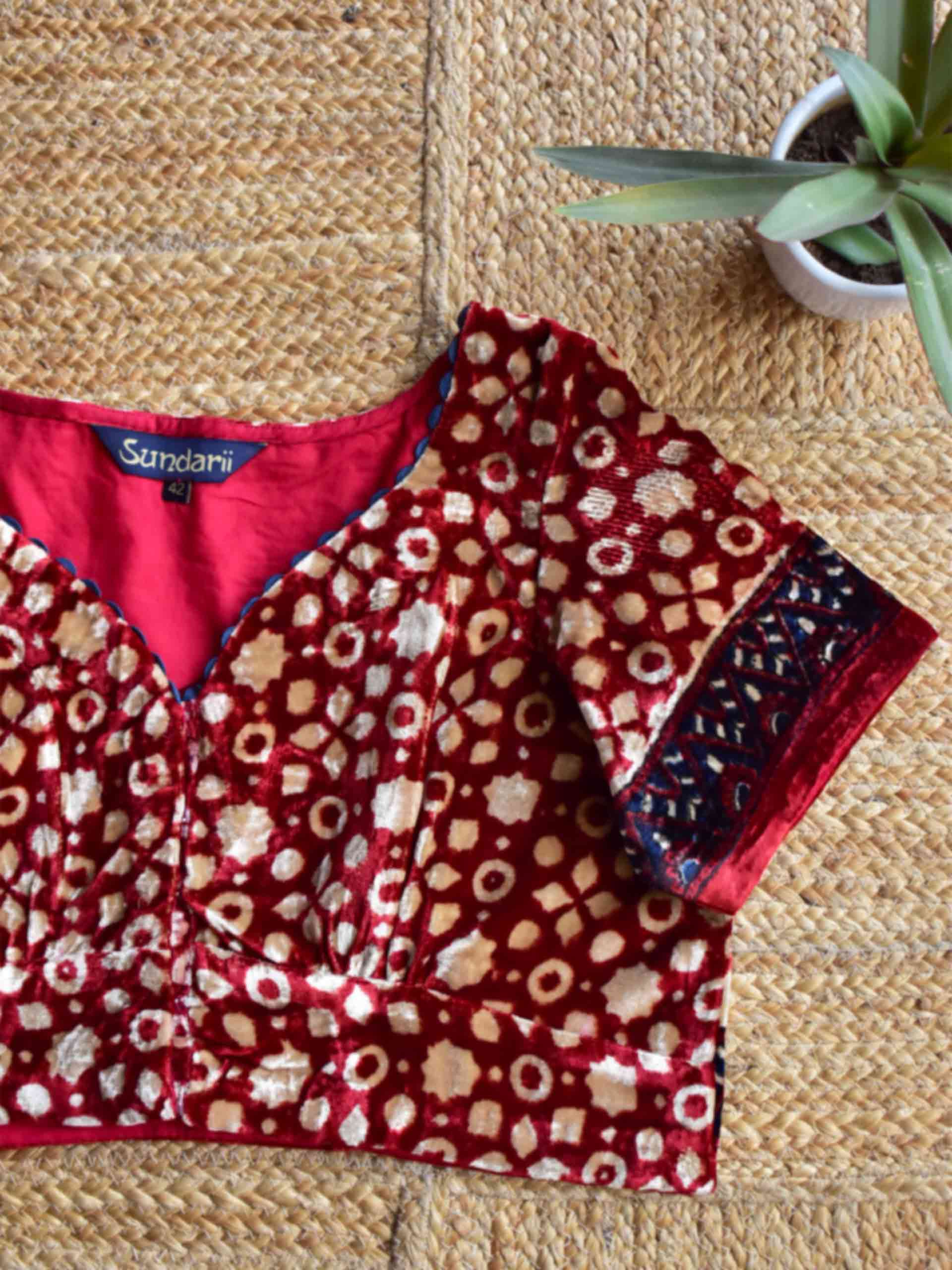 Sample 017 - Ajrakh silk velvet blouse