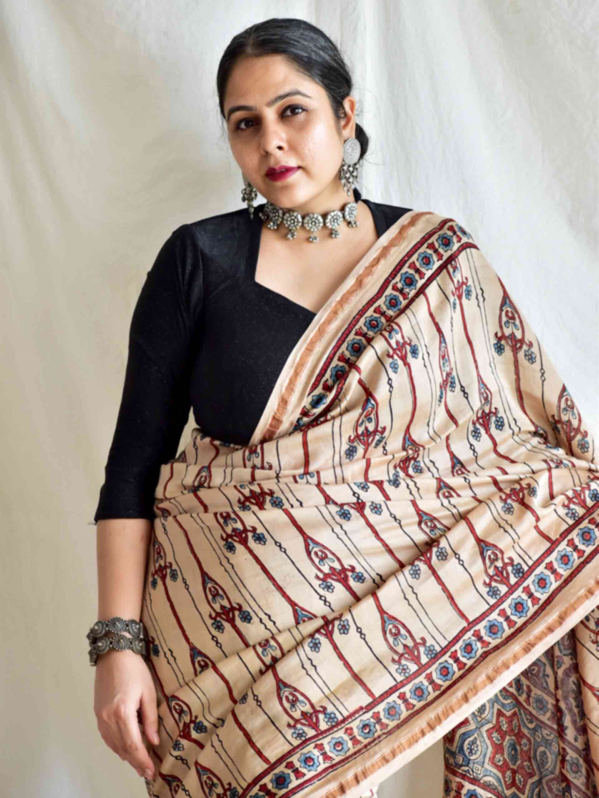 Sita - Ajrakh Chanderi silk saree