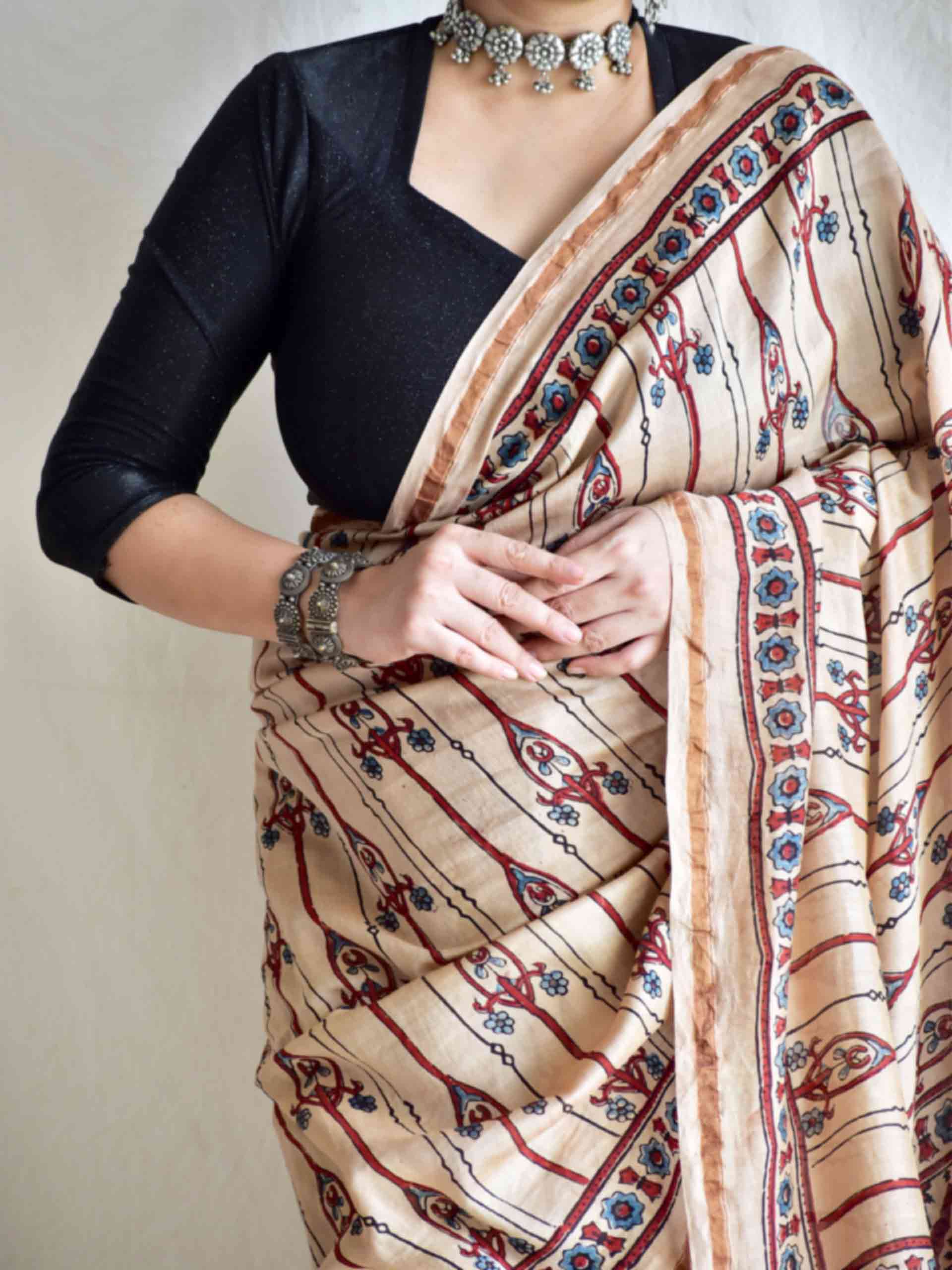 Sita - Ajrakh Chanderi silk saree