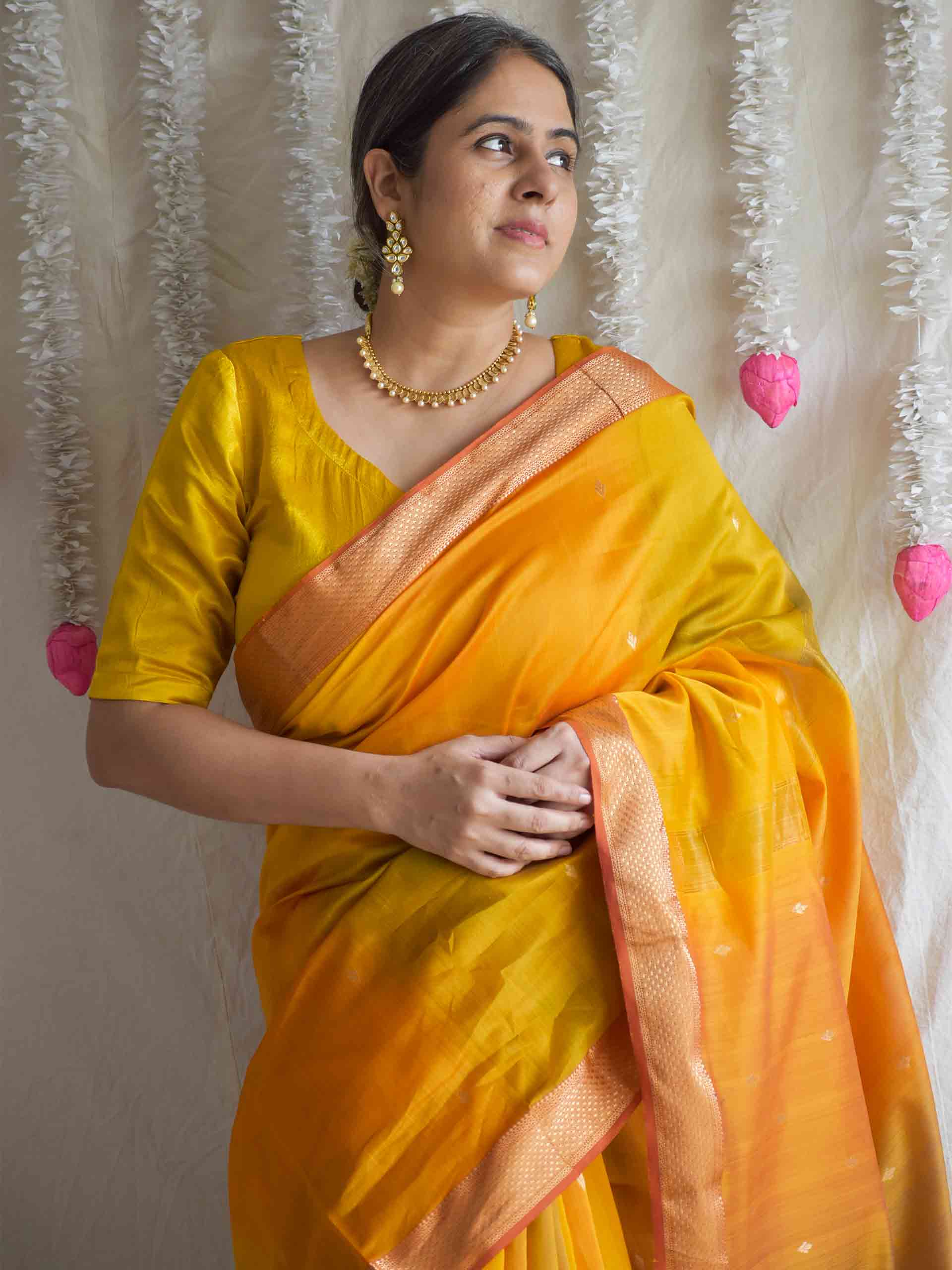 Saanjh - Maheshwari Handloom Silk Saree