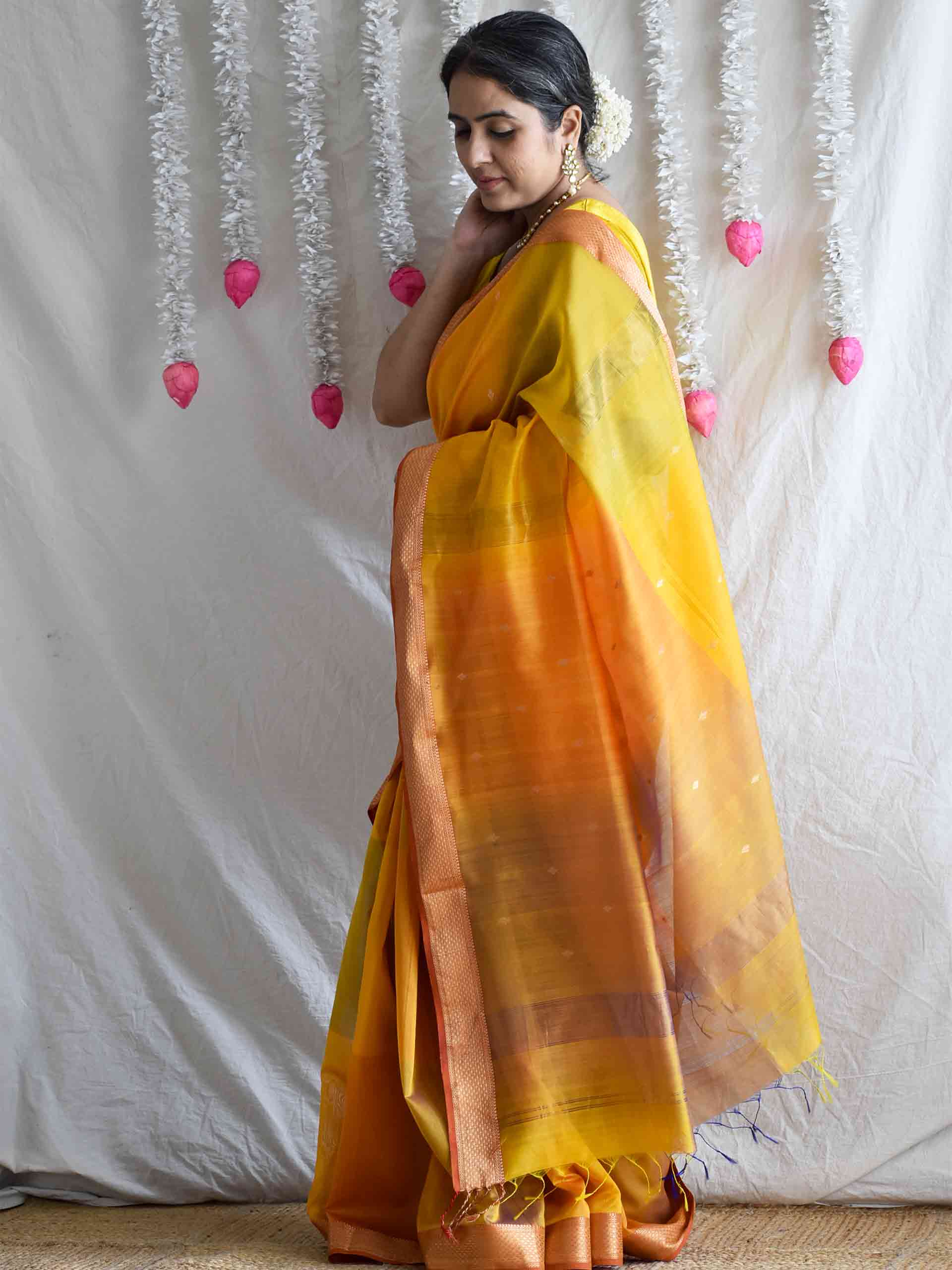 Saanjh - Maheshwari Handloom Silk Saree