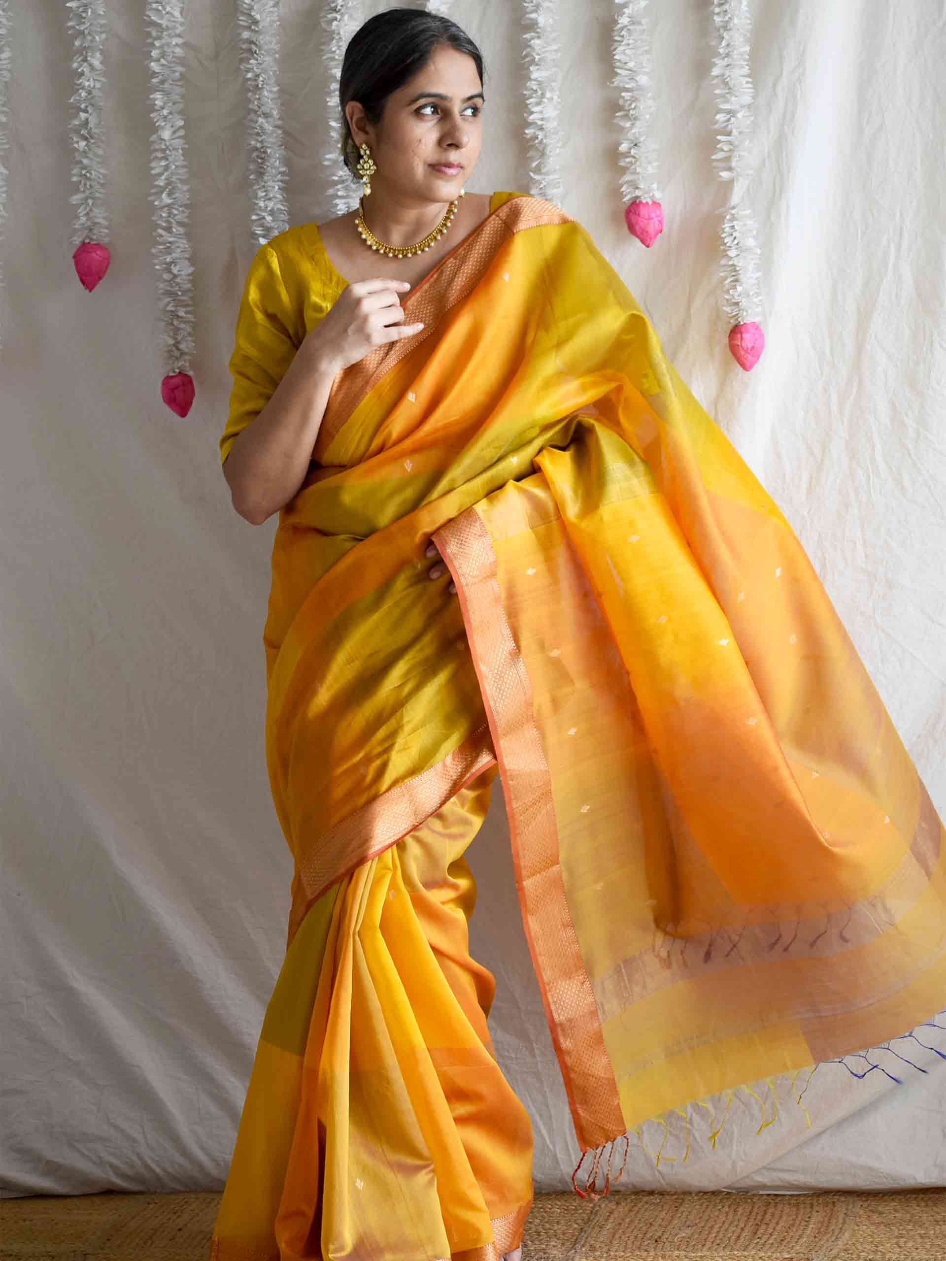 Saanjh - Maheshwari Handloom Silk Saree
