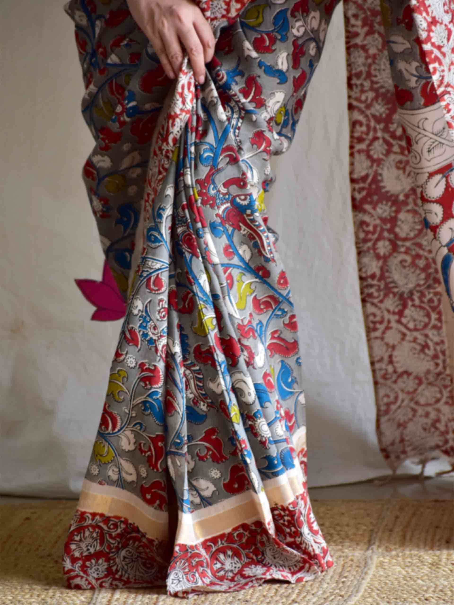 Bheer - kalamkari printed Bangalore Silk zari saree
