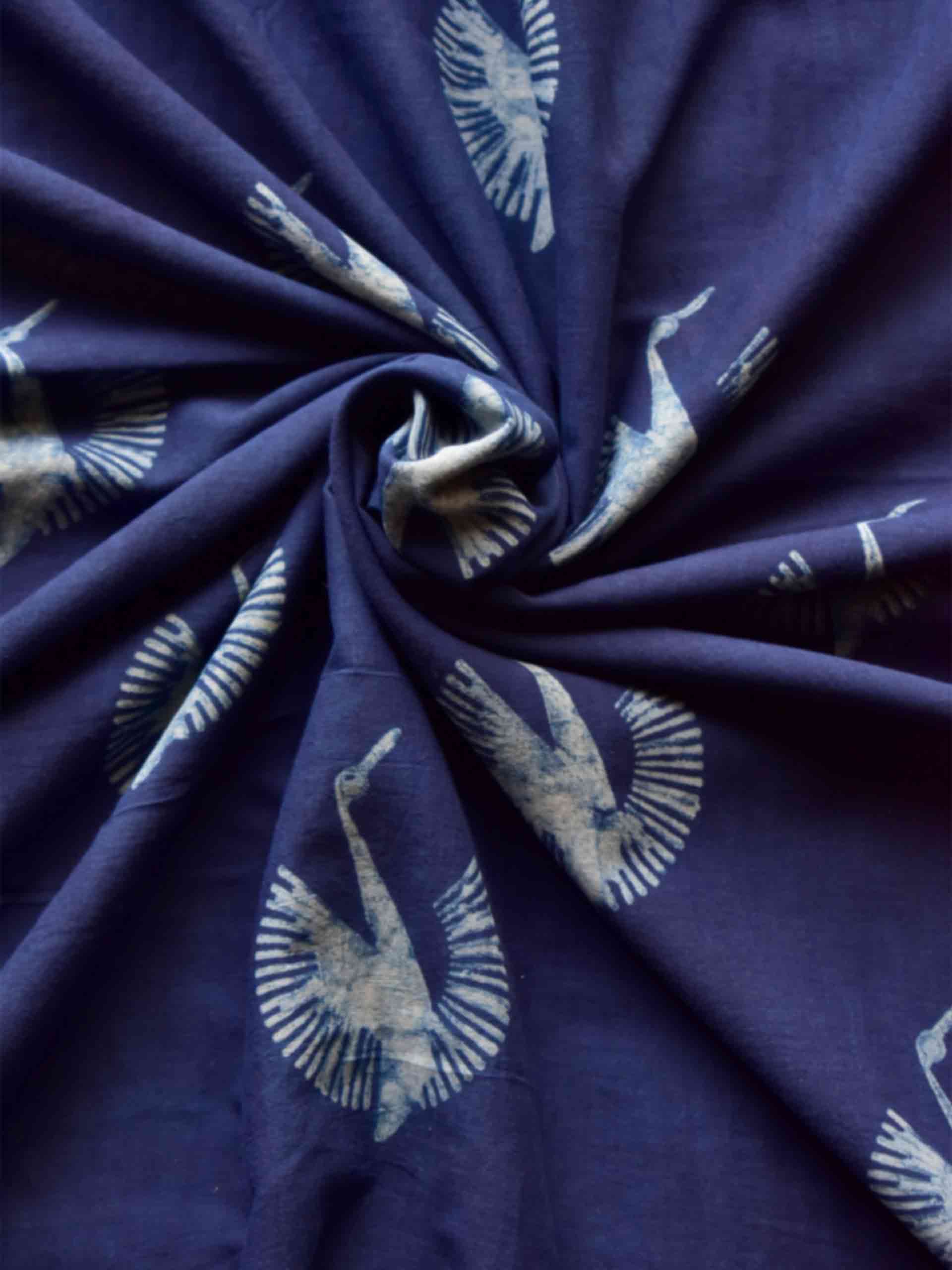 Birds - hand block printed Cotton fabric 250 per meter