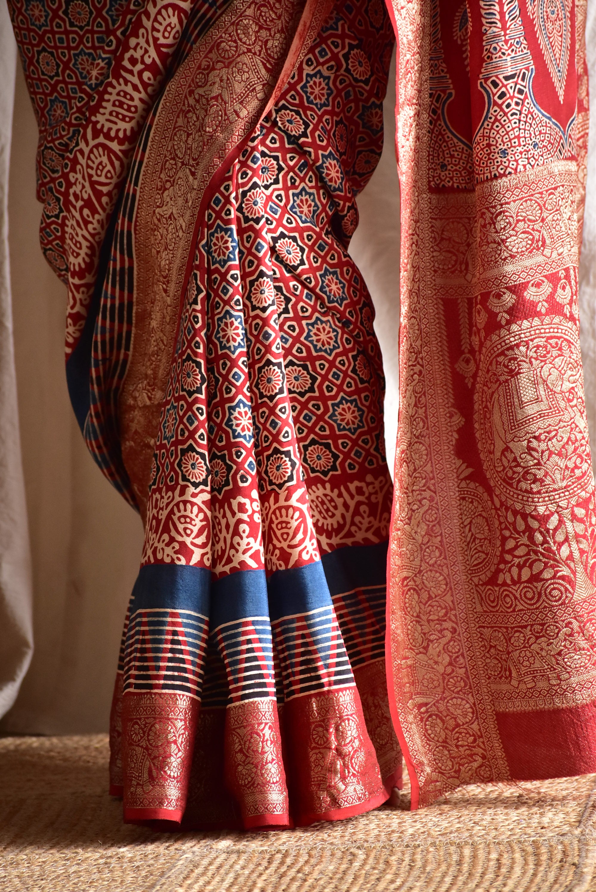 Kalakriti  - Ajrakh  Dola silk zari pallu saree