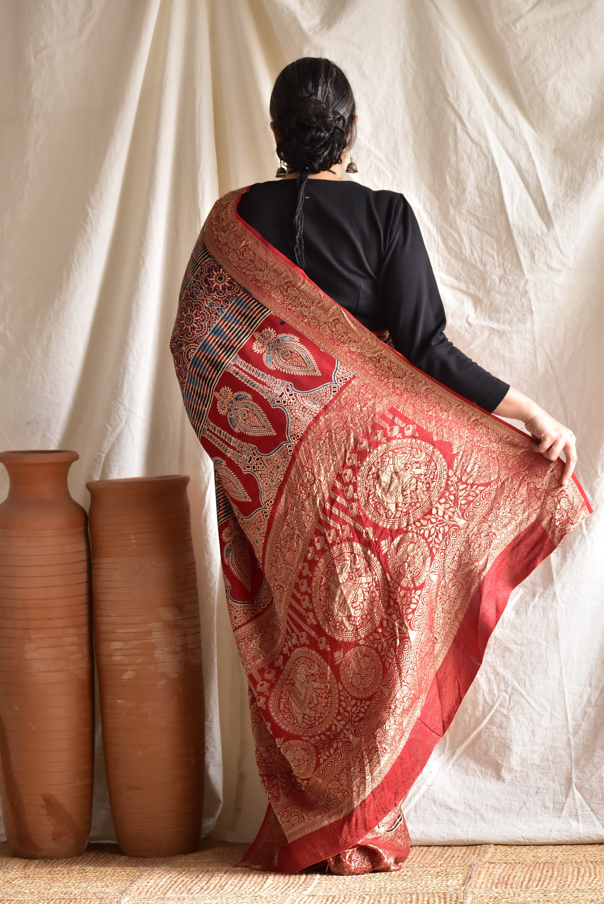 Kalakriti  - Ajrakh  Dola silk zari pallu saree