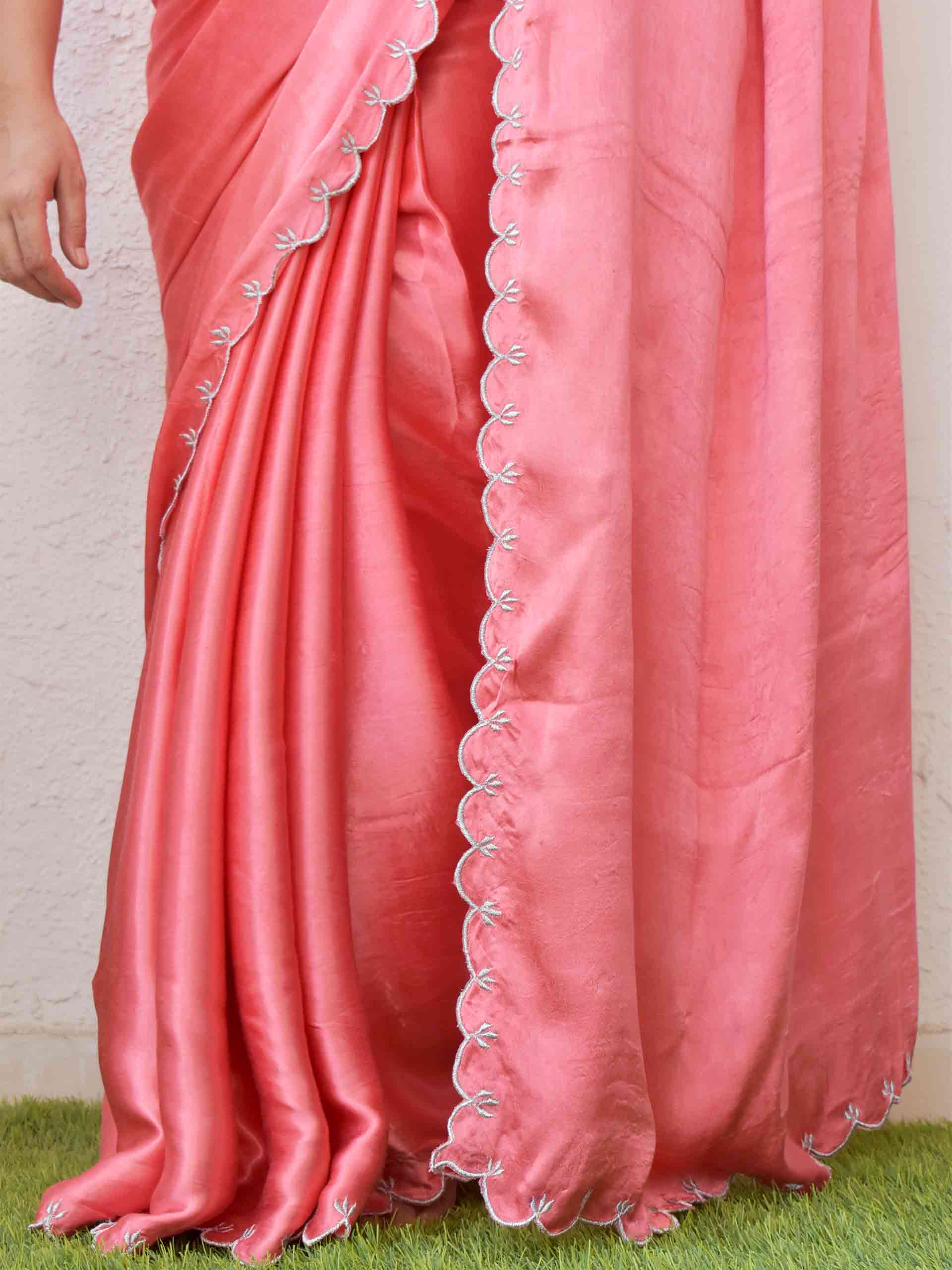 Buy Ajrakh Hand Block Printed Modal Silk Saree Online