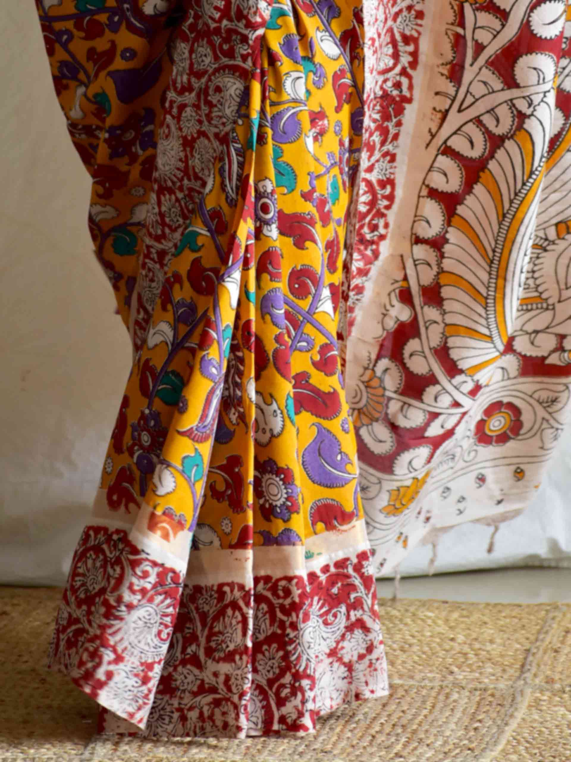 Bhaskar - kalamkari printed Bangalore Silk zari saree