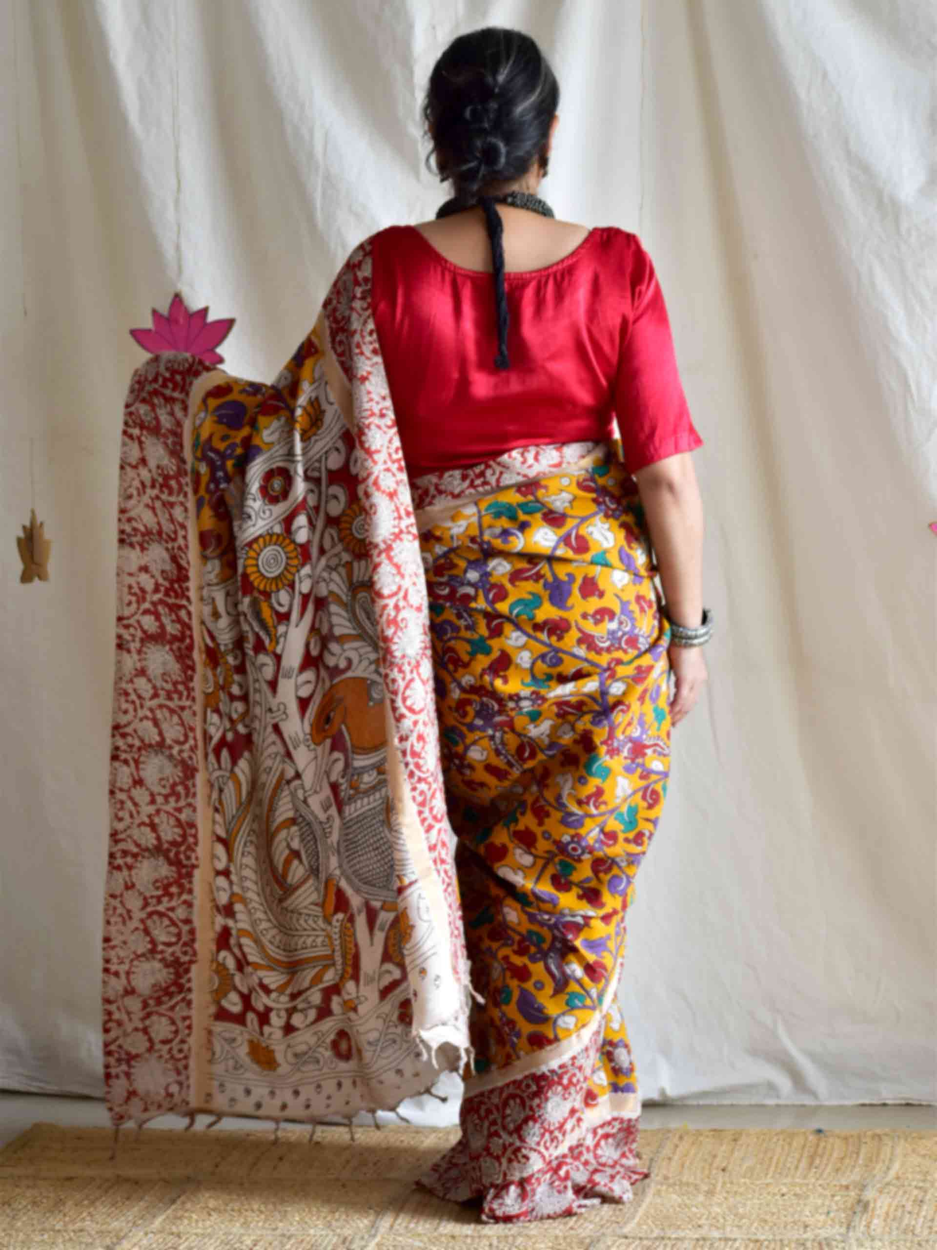 Bhaskar - kalamkari printed Bangalore Silk zari saree