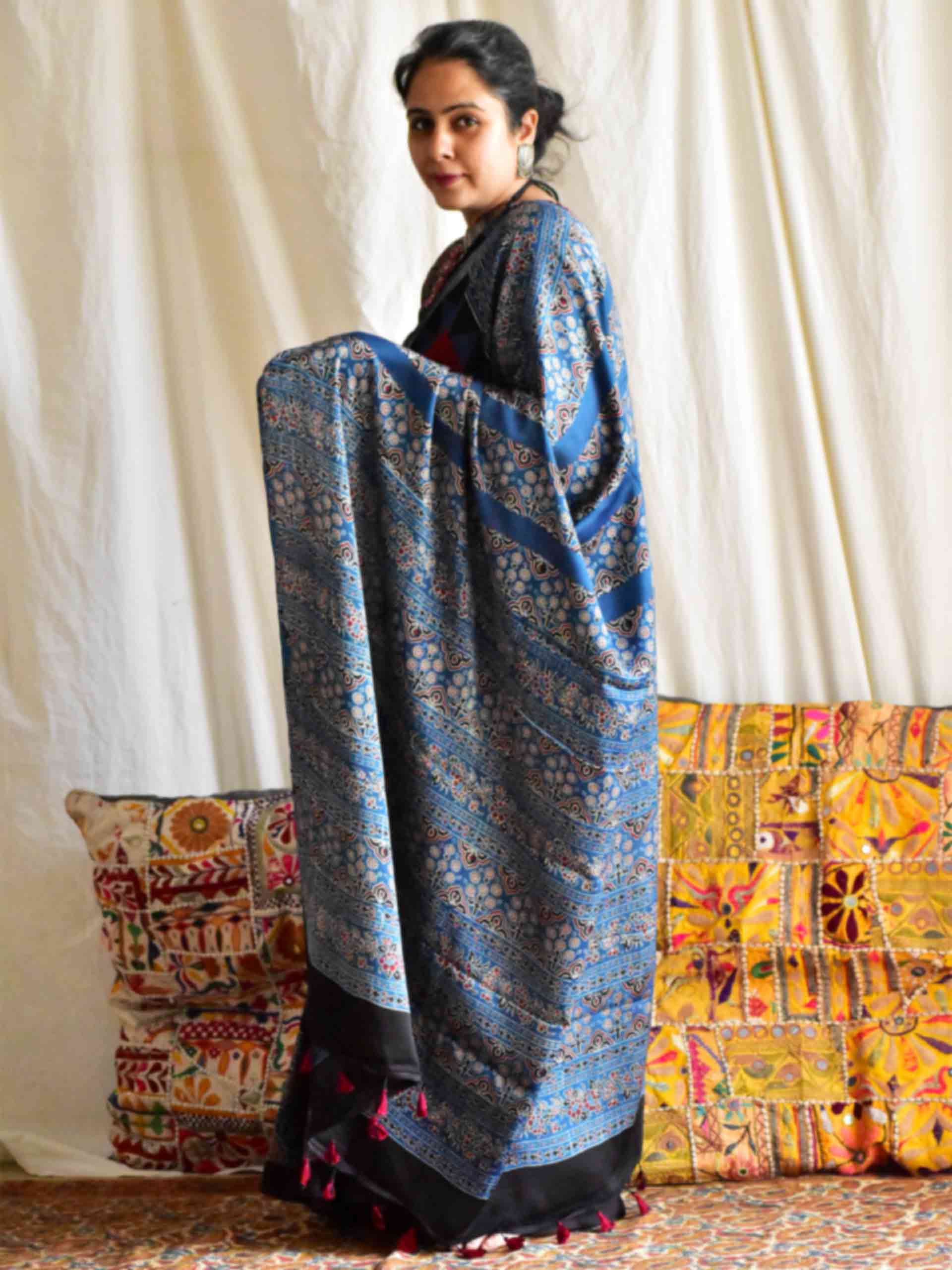 Mira - Ajrakh modal Silk Saree