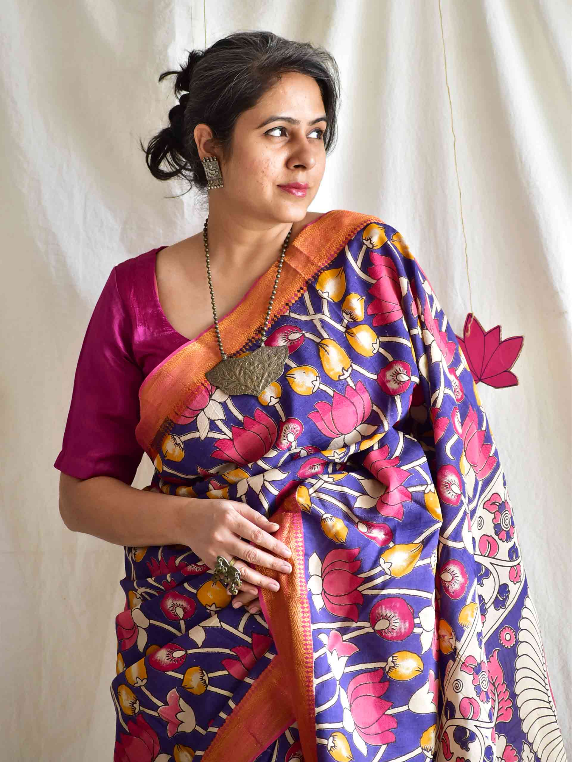 Mahesh - kalamkari printed Bangalore Silk zari saree
