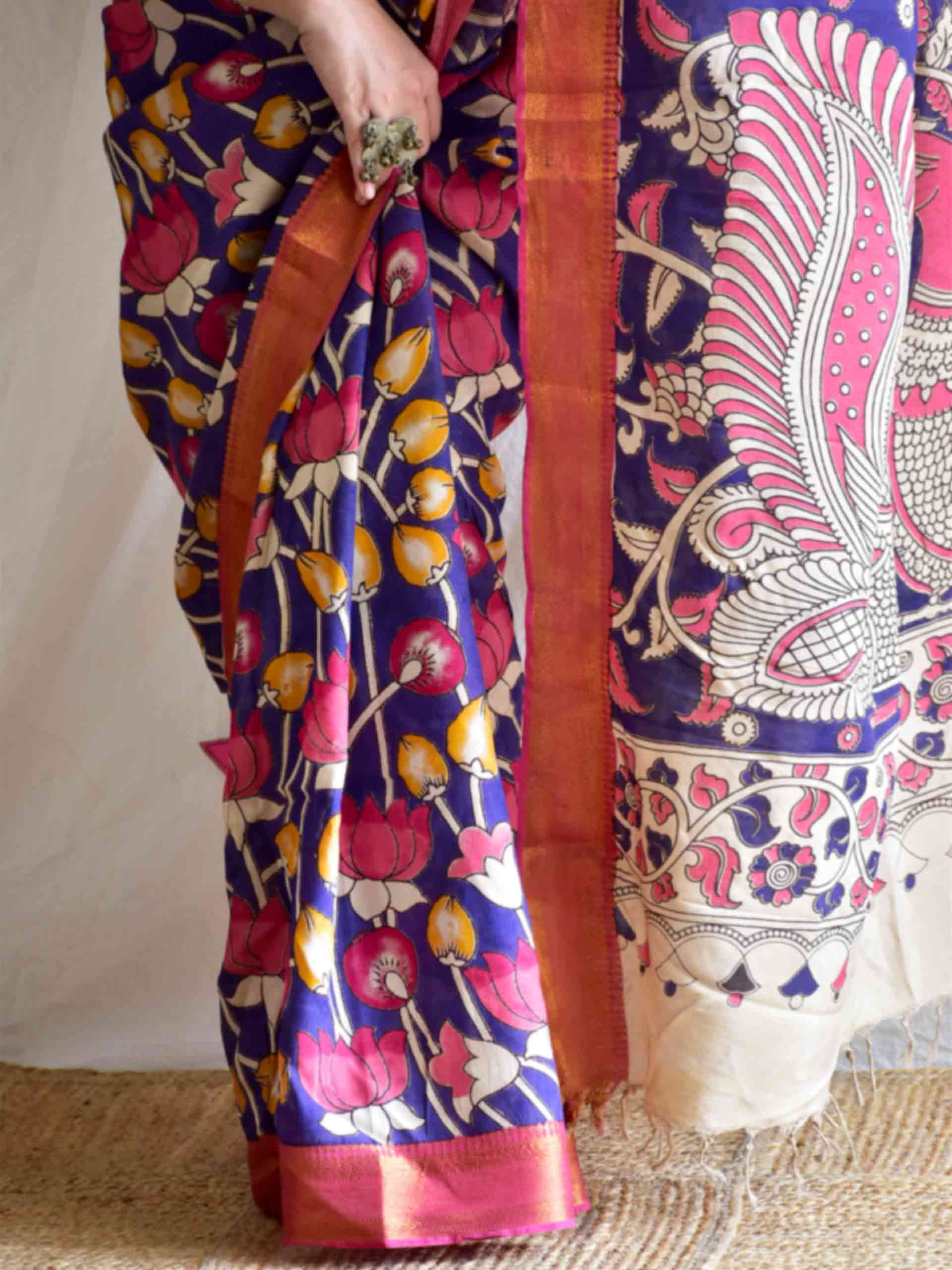 Mahesh - kalamkari printed Bangalore Silk zari saree