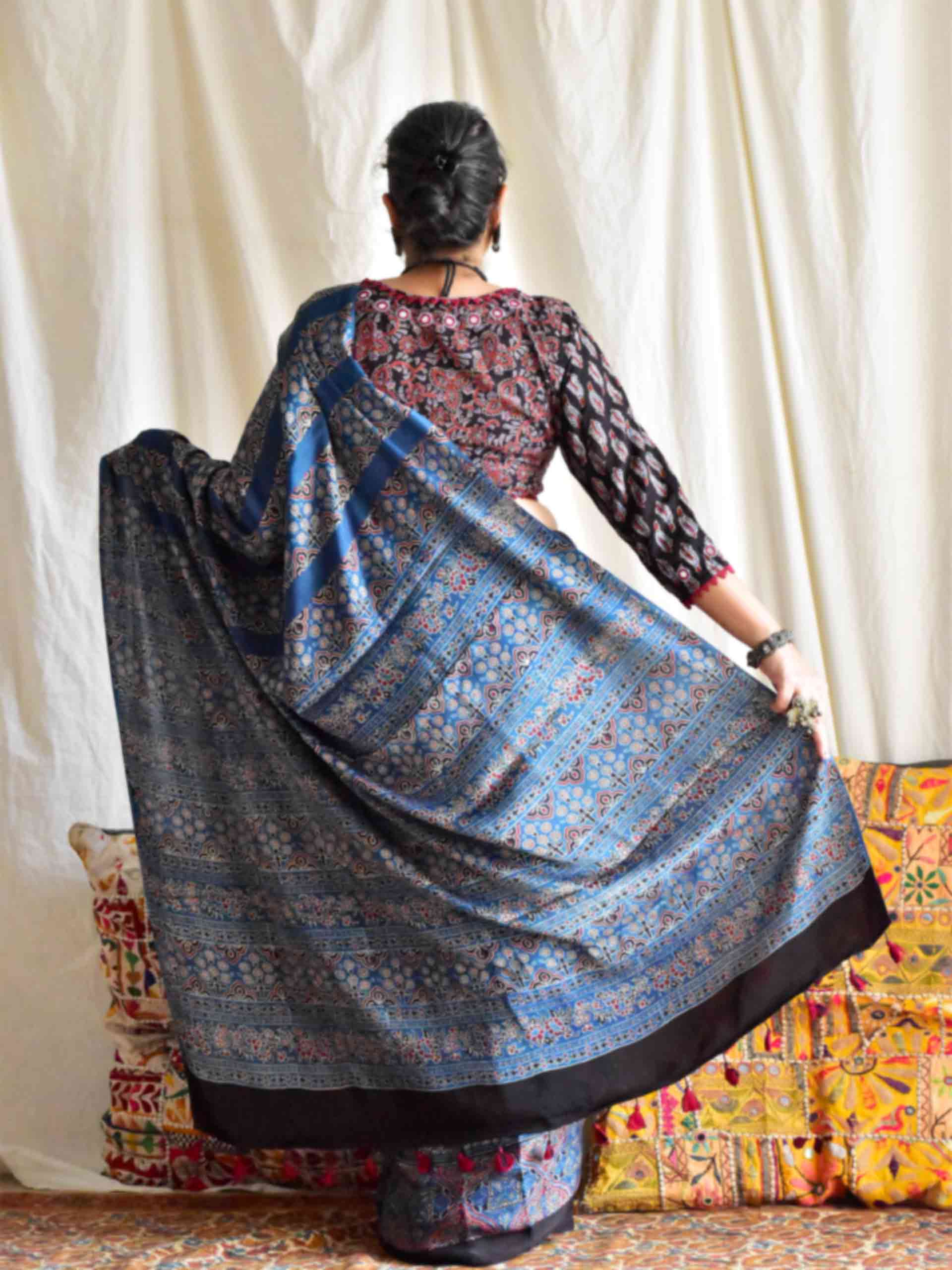 Mira - Ajrakh modal Silk Saree