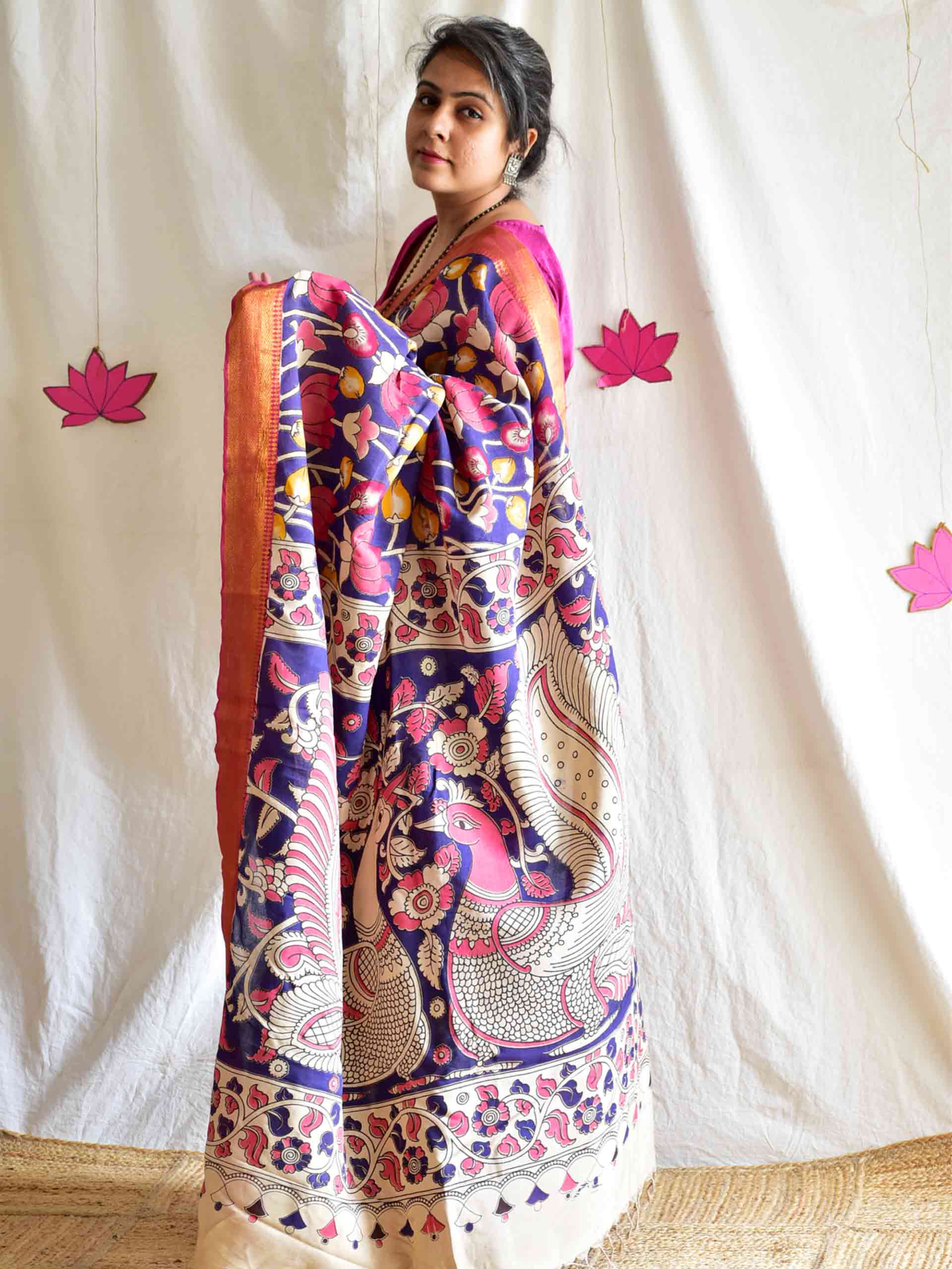 Mahesh - kalamkari printed Bangalore Silk zari saree