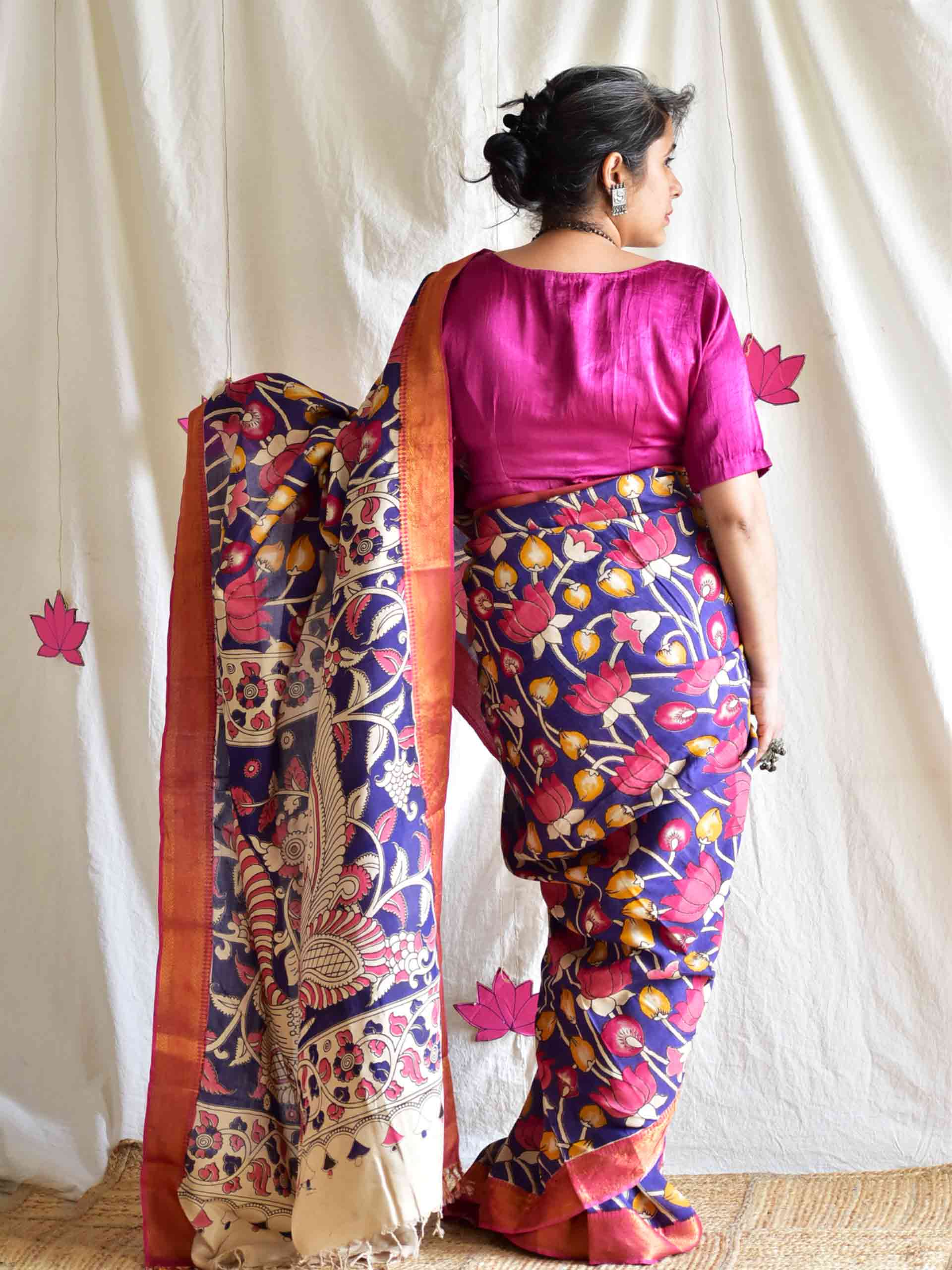 Mahesh - kalamkari printed Bangalore Silk zari saree
