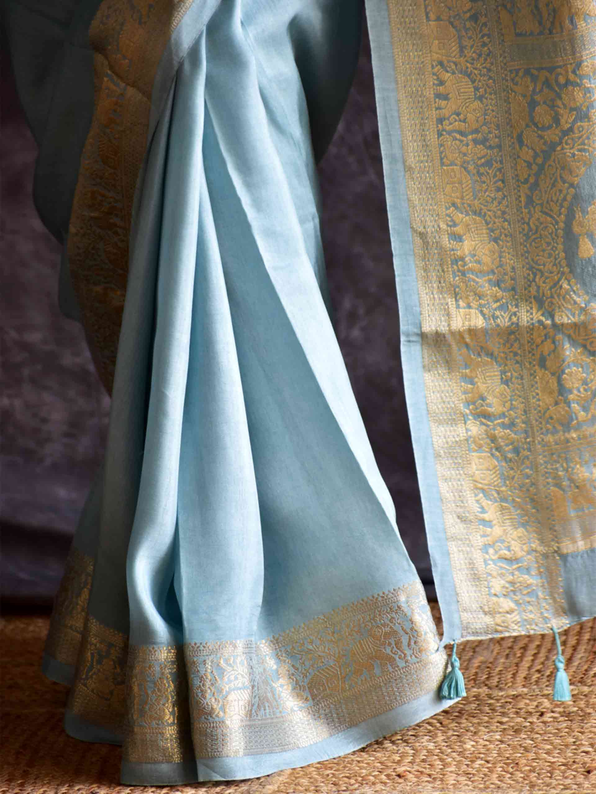 Megh Varnika- Dola silk zari pallu saree