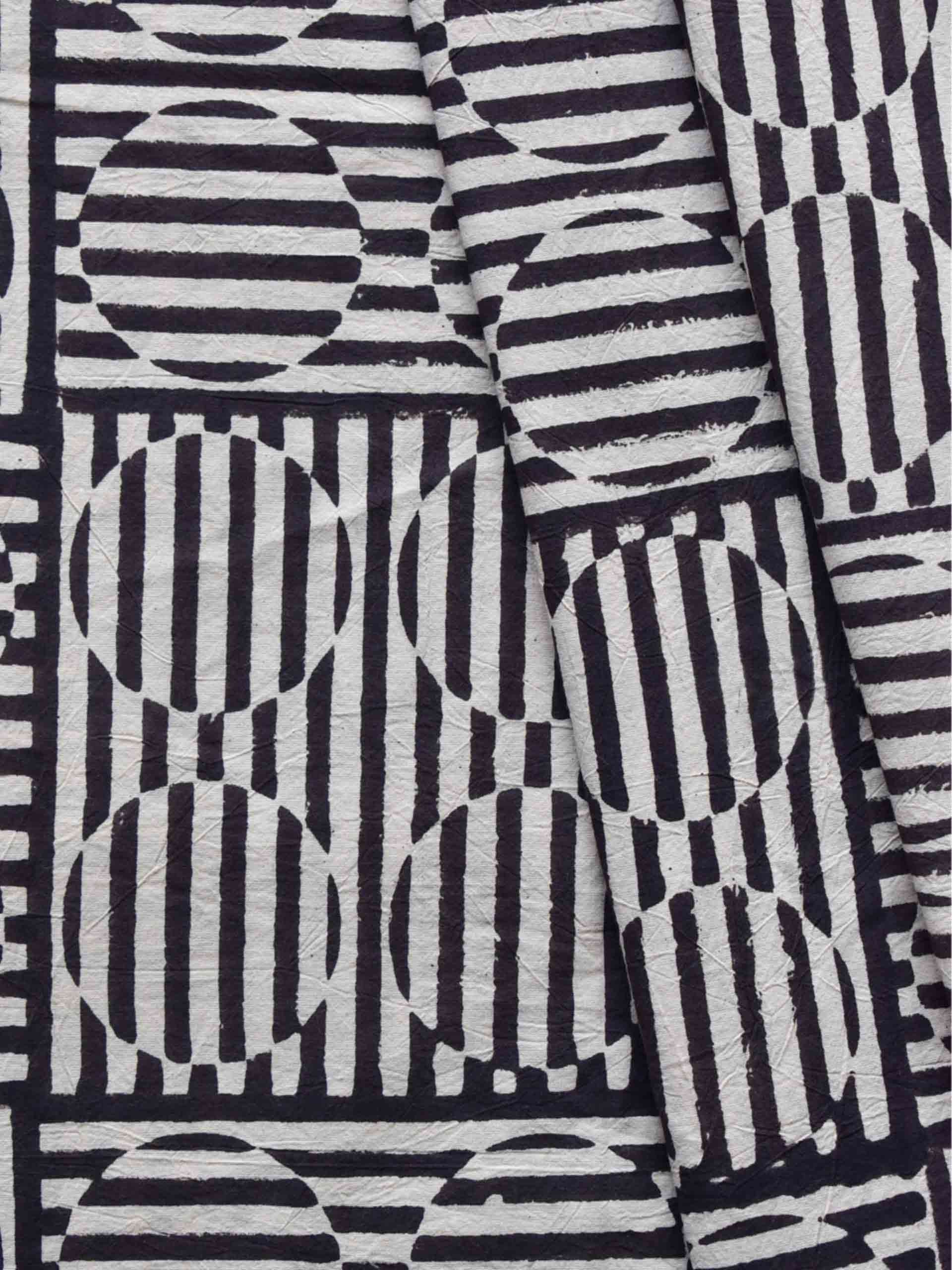 Black circle - hand block printed Cotton fabric 200 per meter
